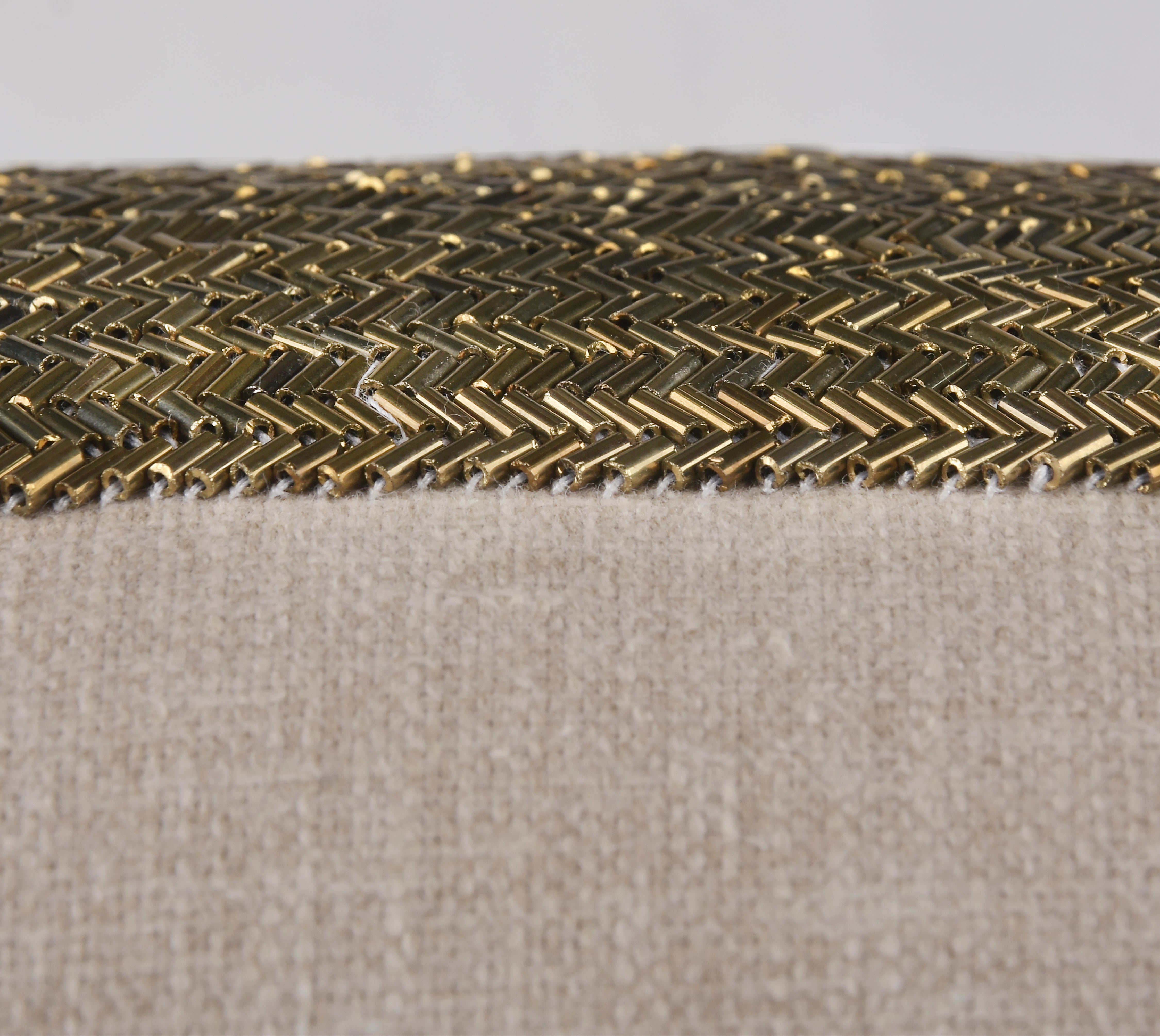 LUNA Beige Beaded Cotton Cushion Cover