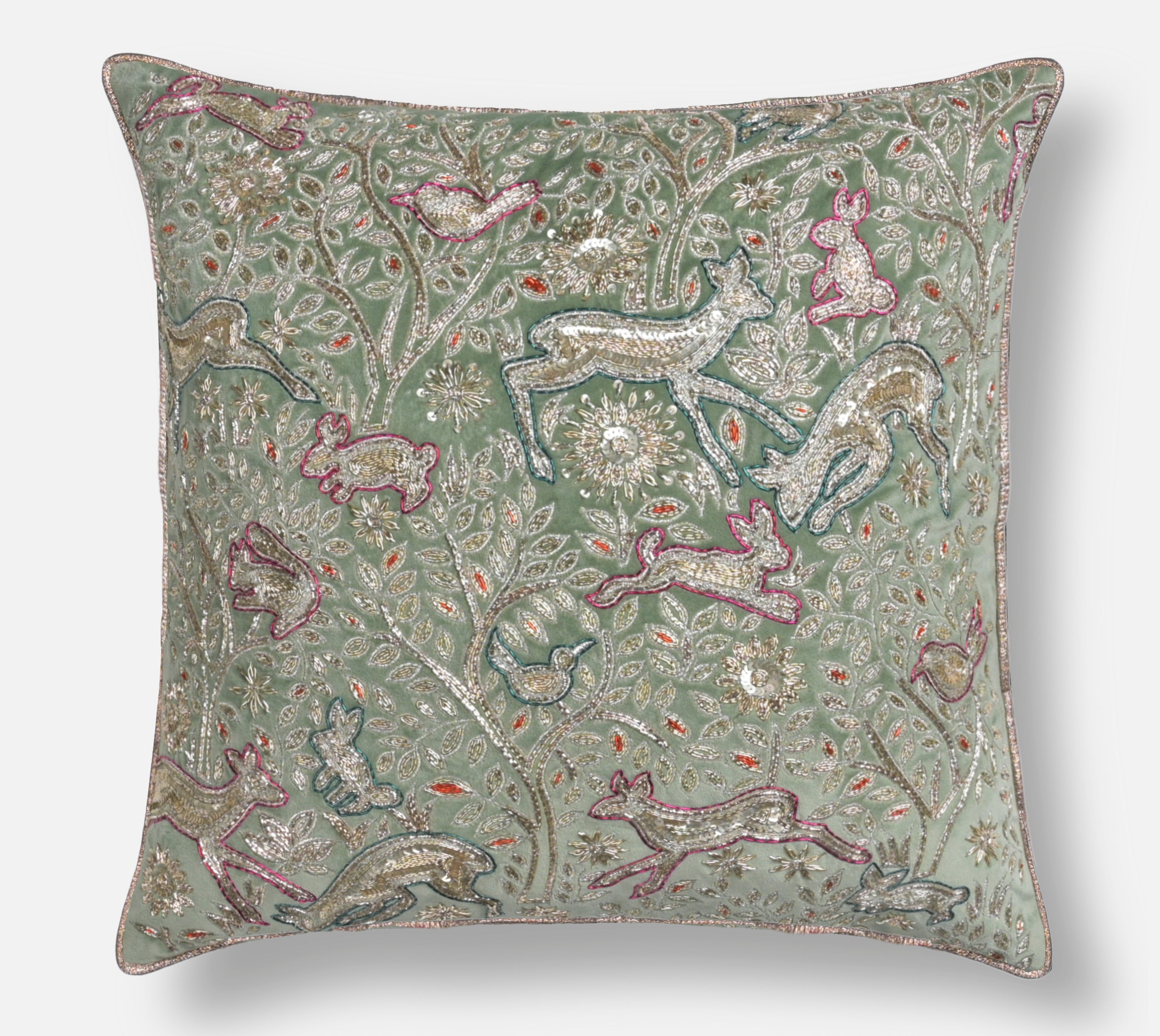 HERITAGE Sage Green Velvet Cushion Cover