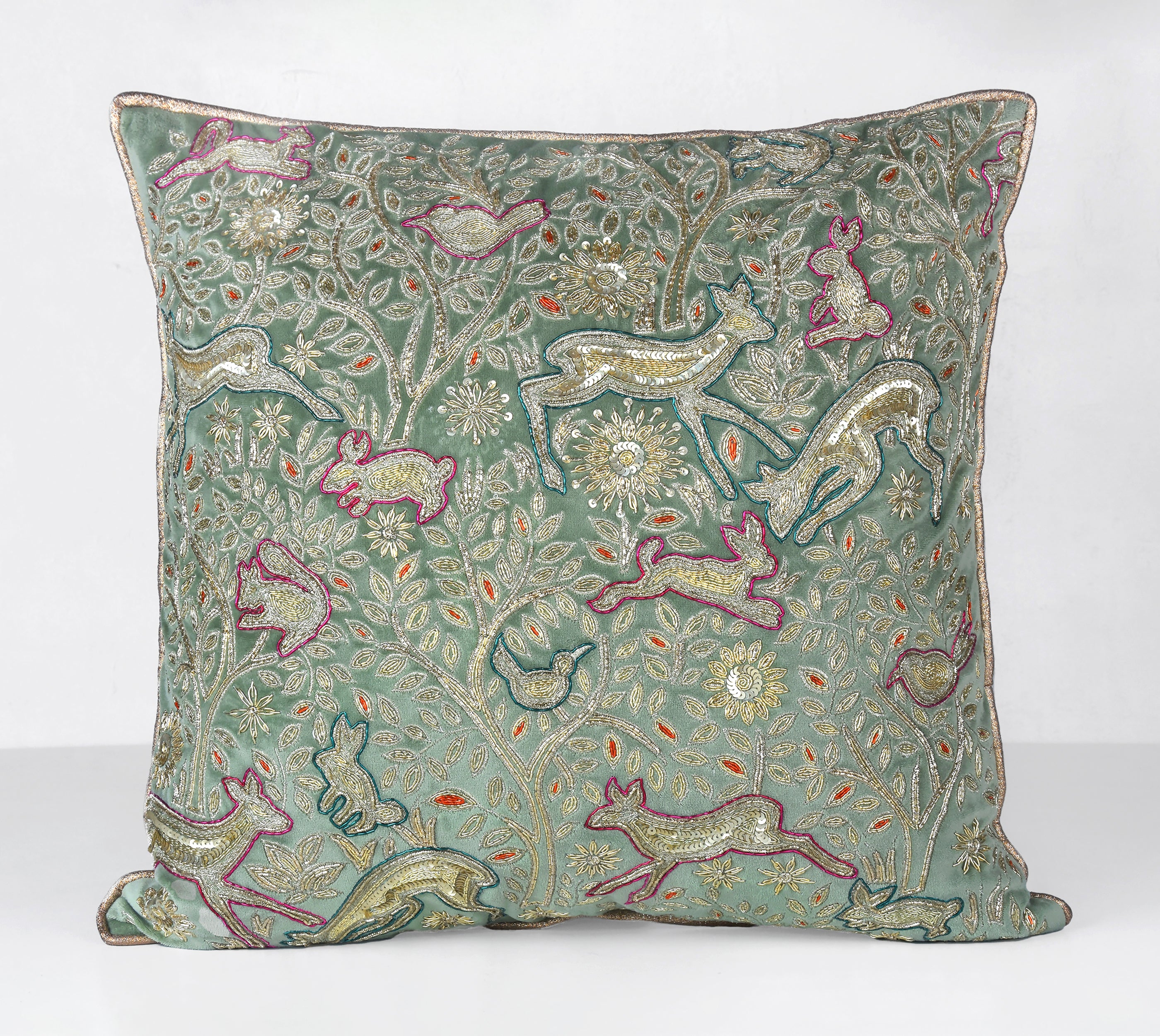 HERITAGE Sage Green Velvet Cushion Cover