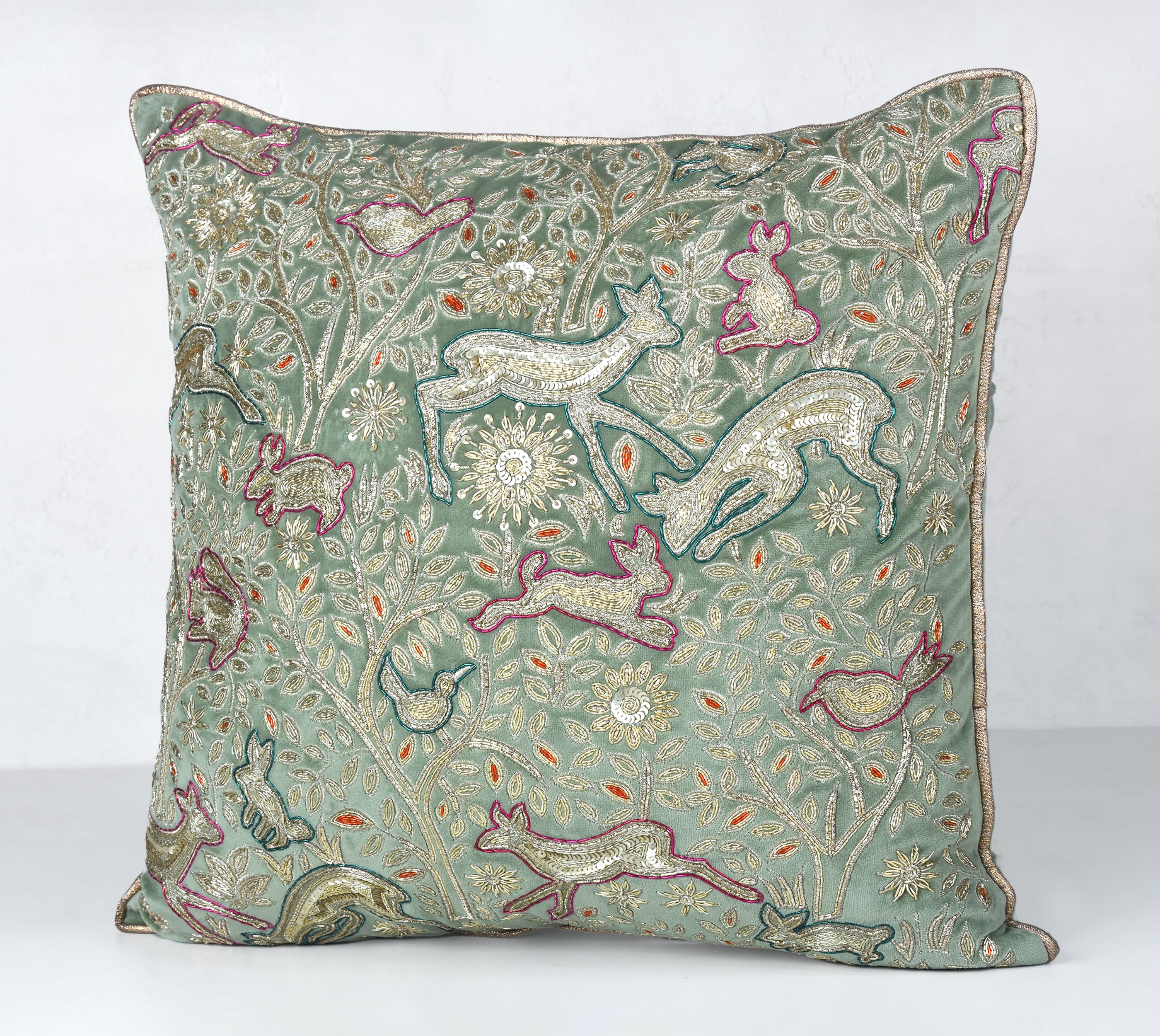 HERITAGE Sage Green Velvet Cushion Cover