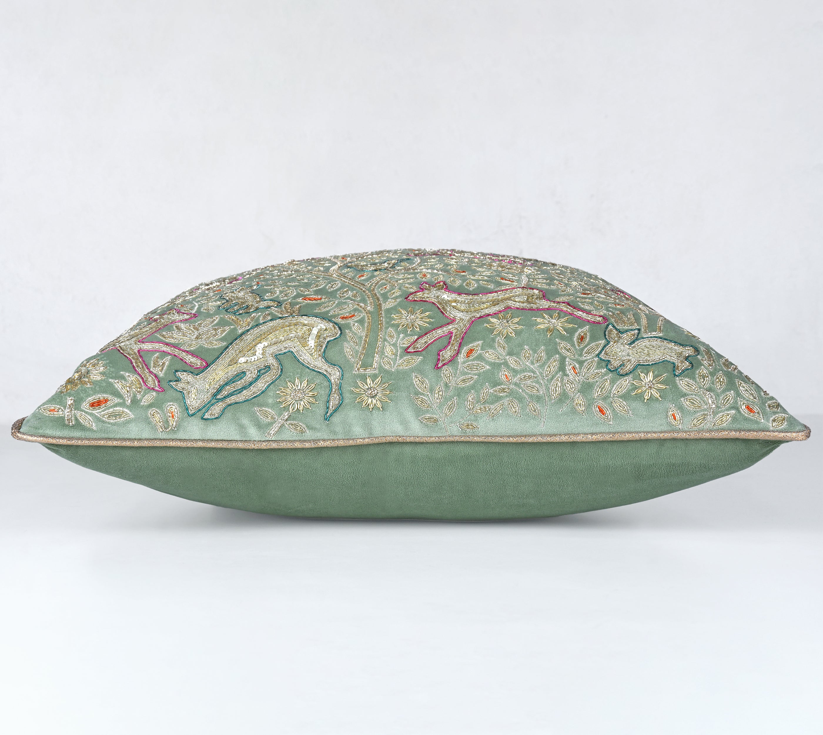 HERITAGE Sage Green Velvet Cushion Cover