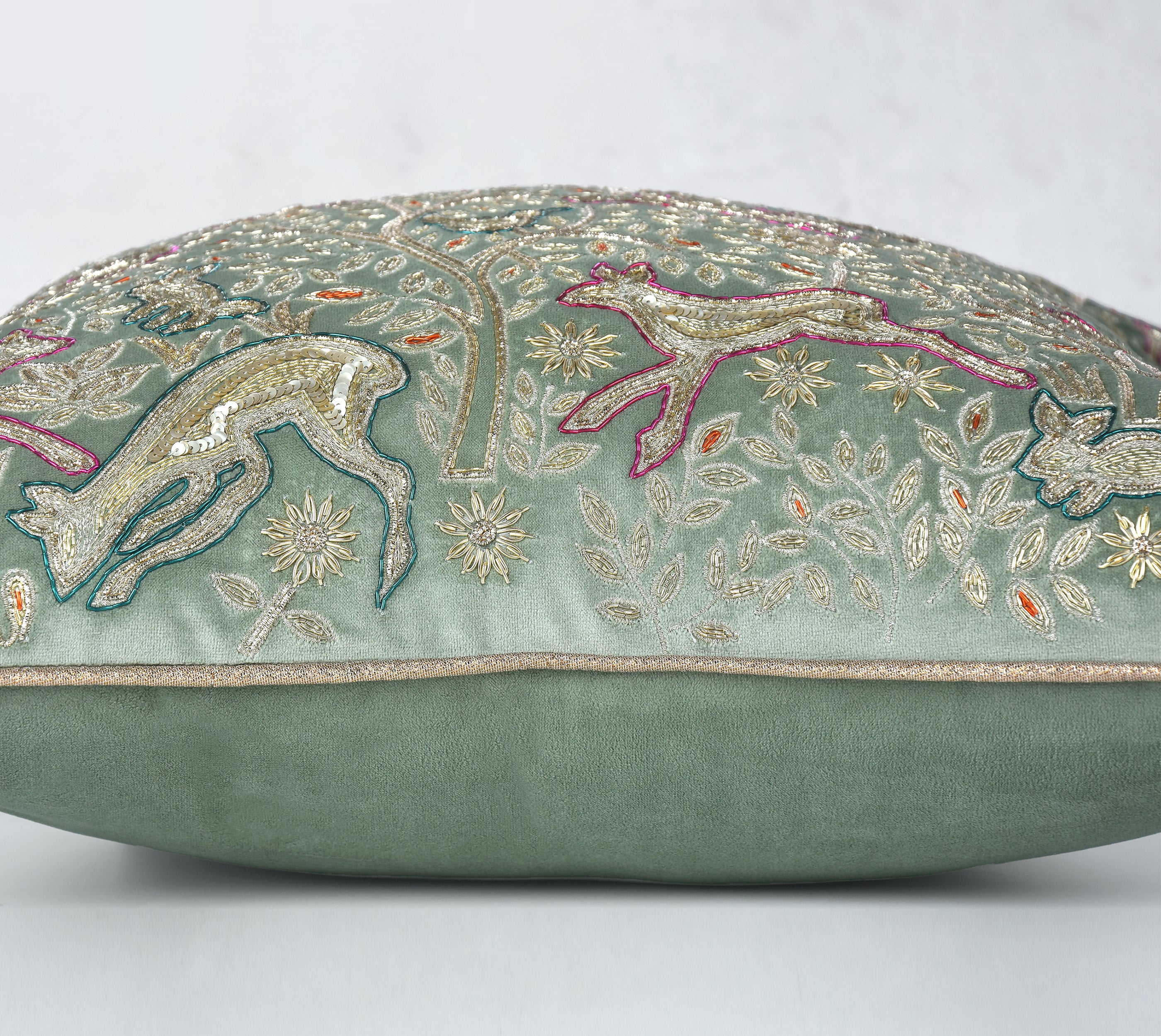 HERITAGE Sage Green Velvet Cushion Cover