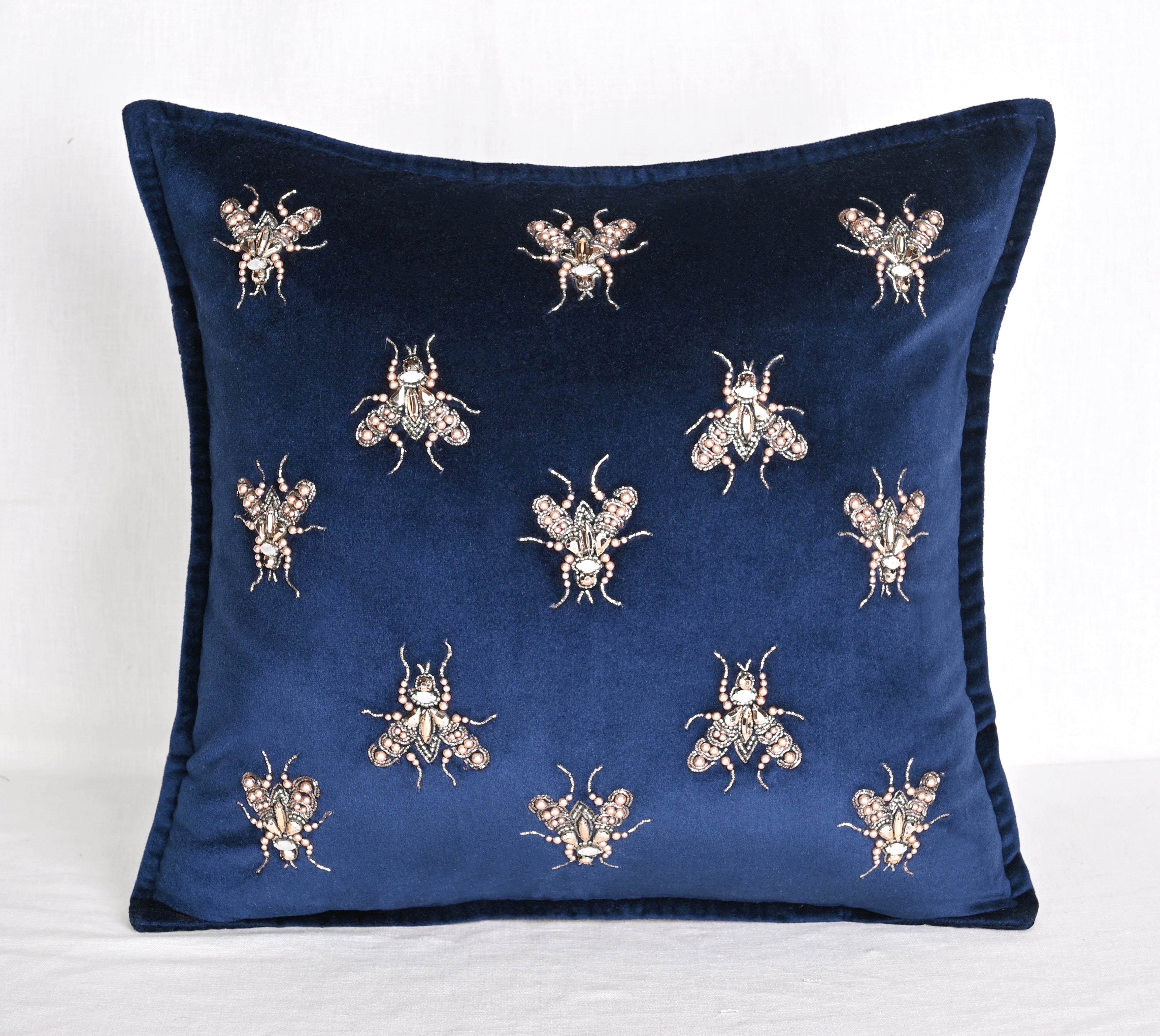 GRACE Navy Blue Velvet Cushion Cover