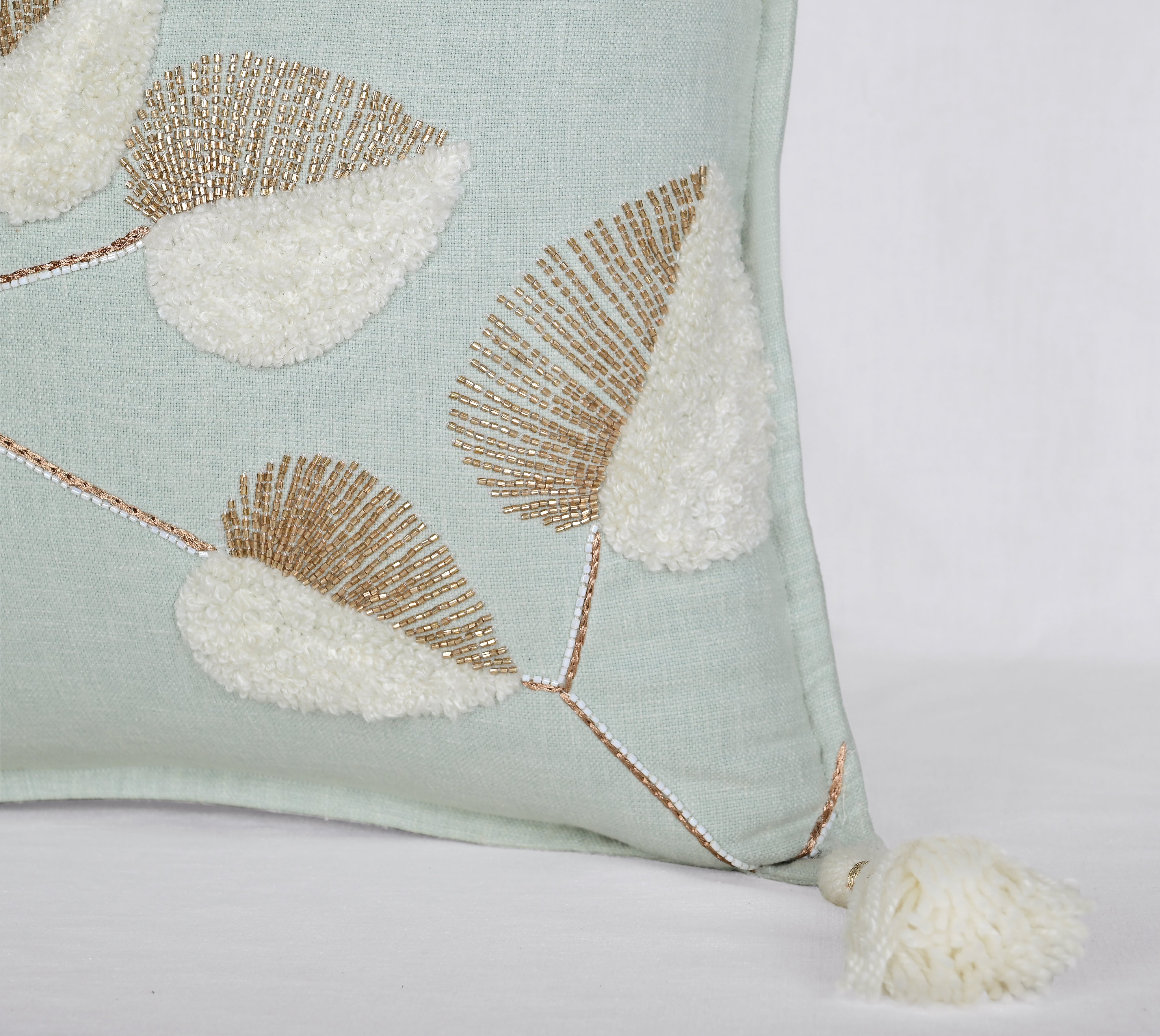 ISABELLA Mint Cotton Cushion Cover