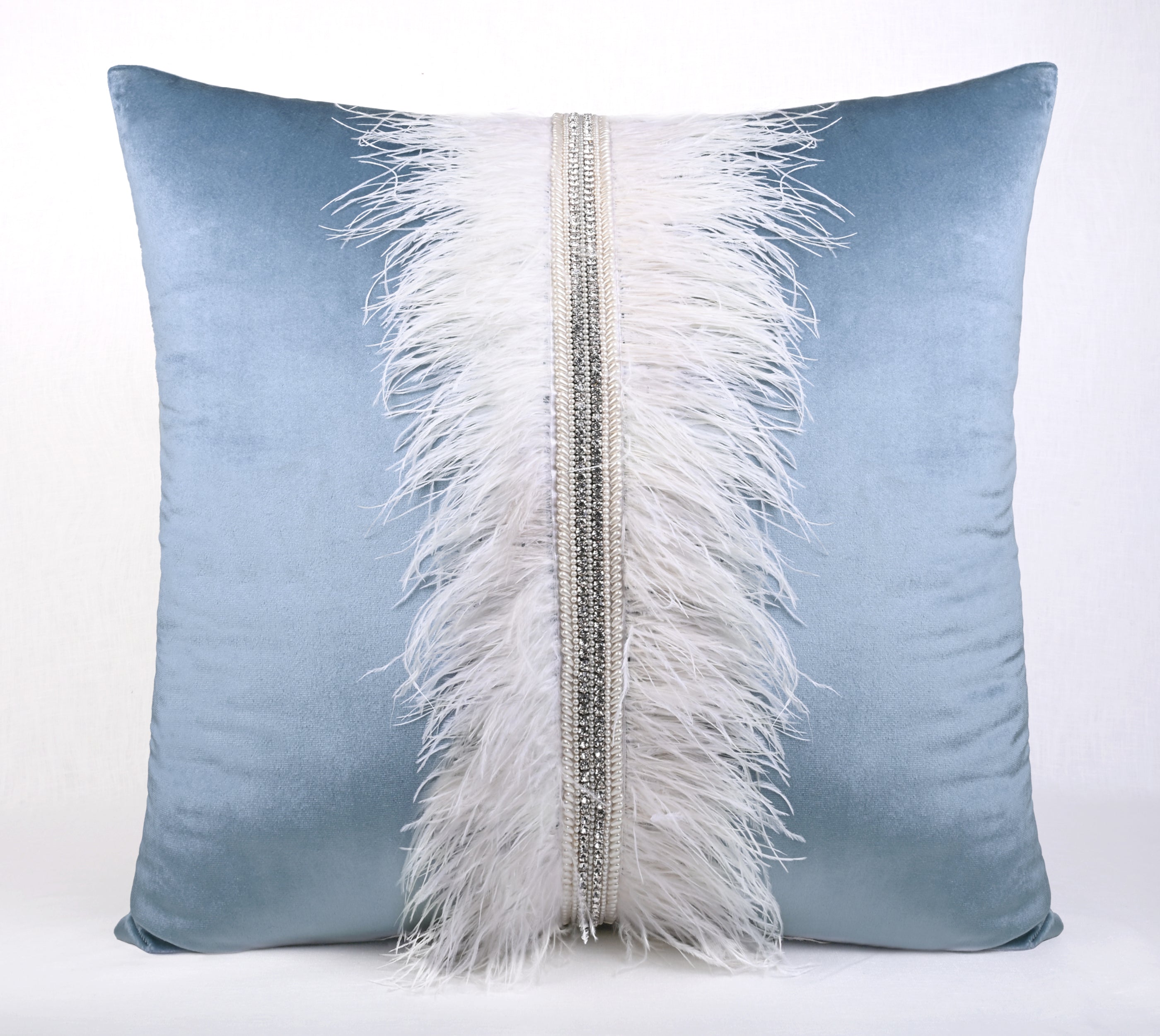 XENIA Dusty Blue Velvet Cushion Cover