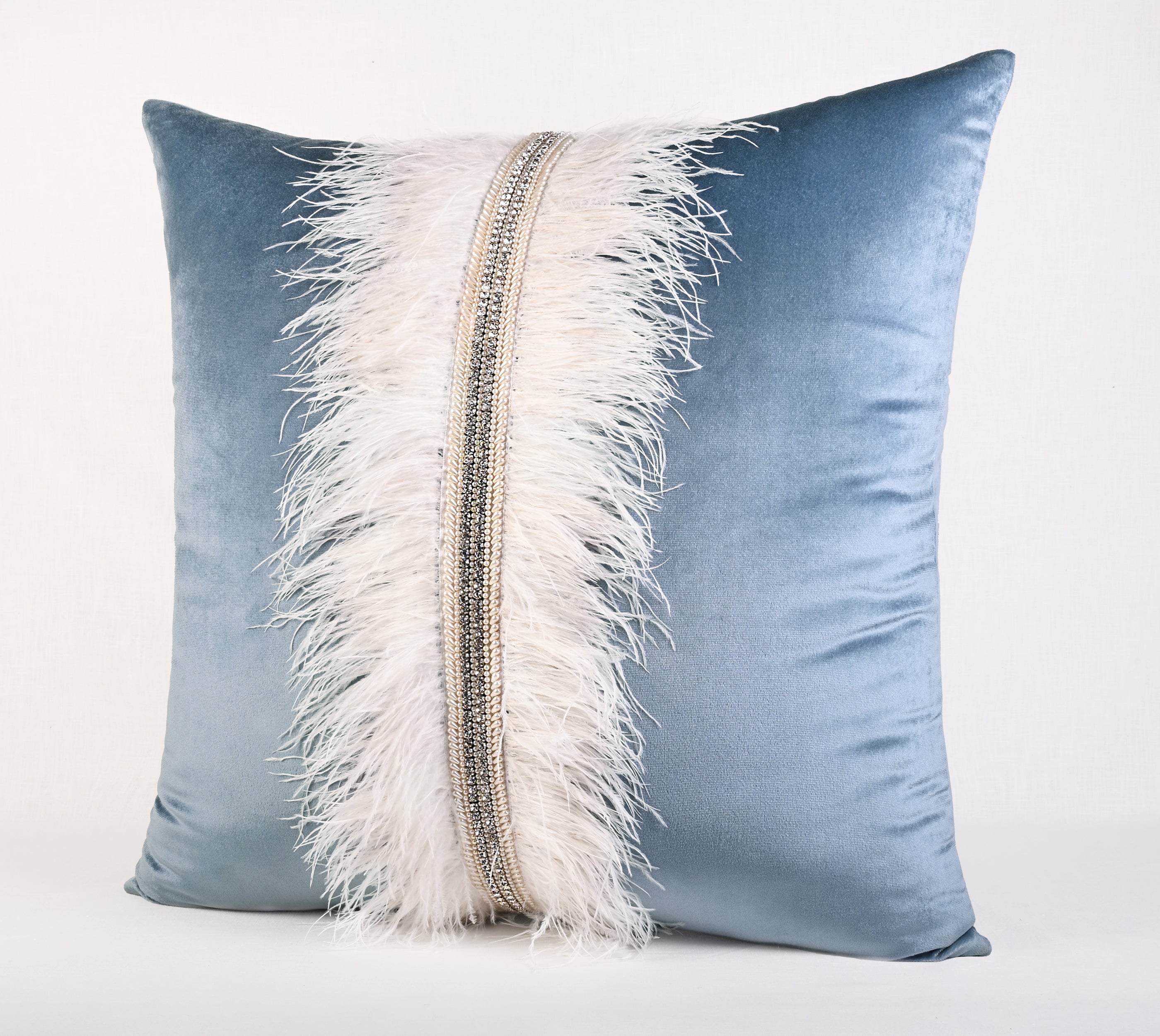 XENIA Dusty Blue Velvet Cushion Cover