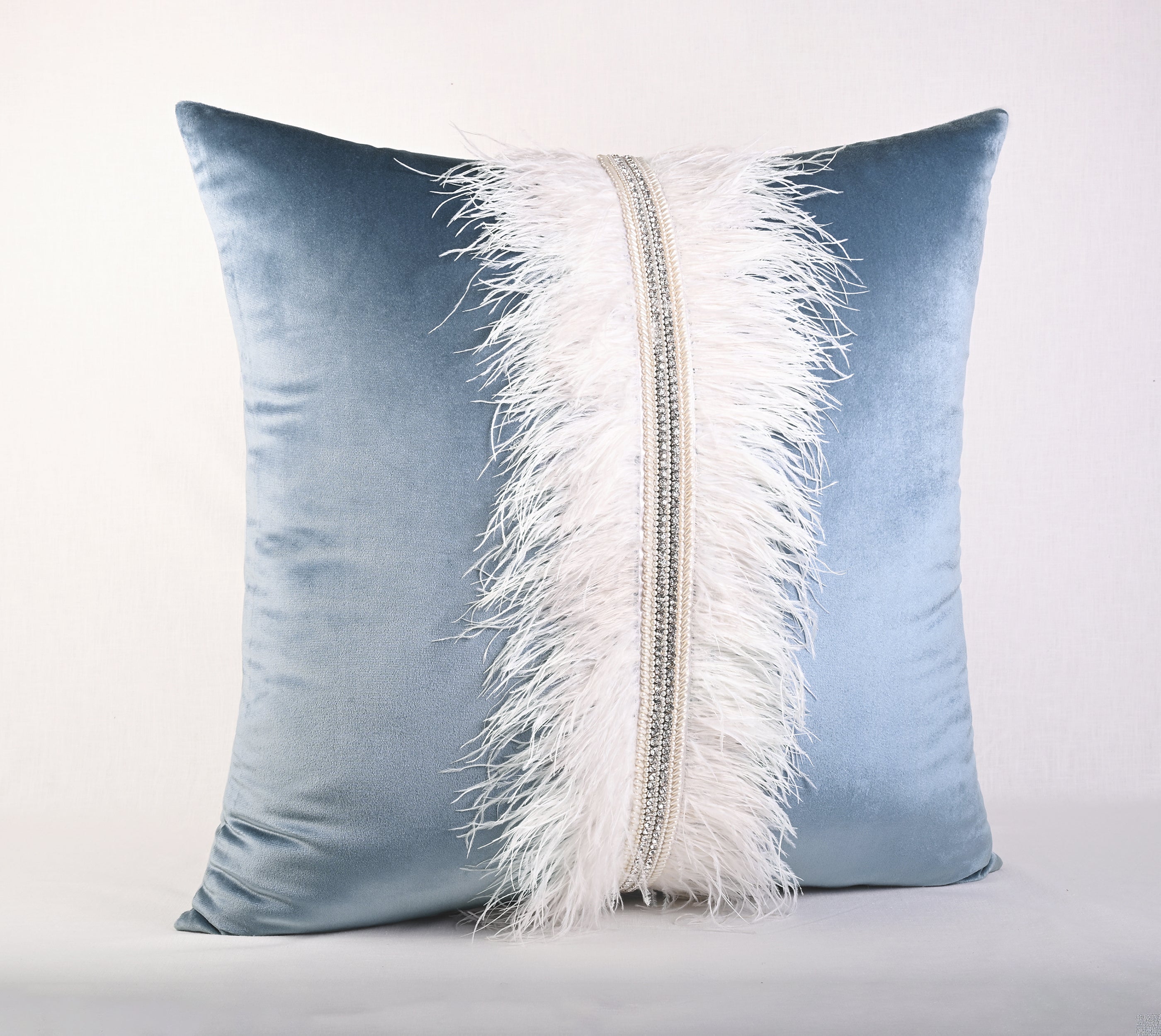XENIA Dusty Blue Velvet Cushion Cover