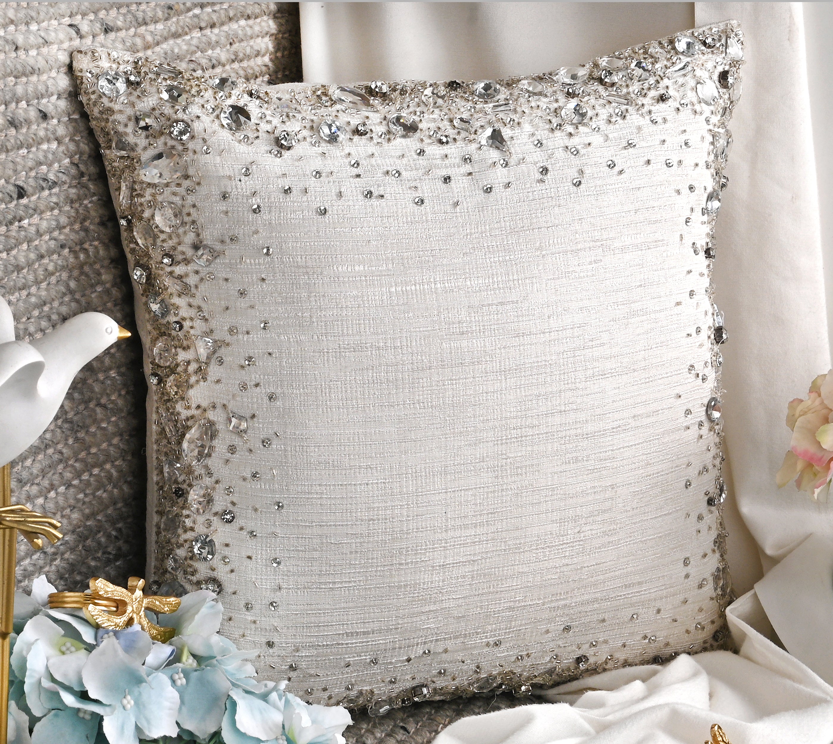 LUMIERE White Bling Cushion Cover