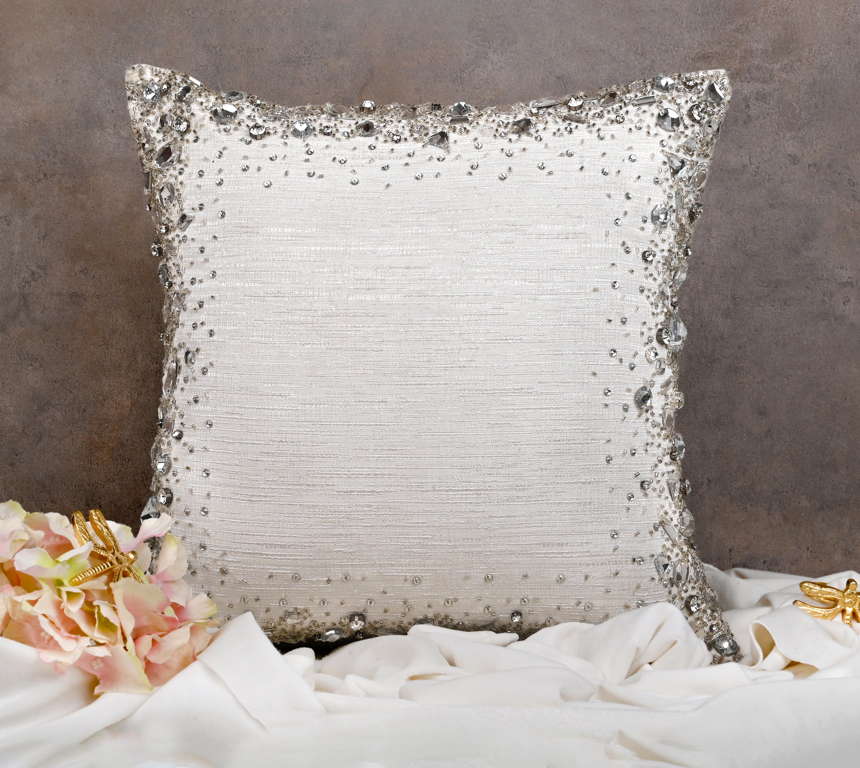 LUMIERE White Bling Cushion Cover
