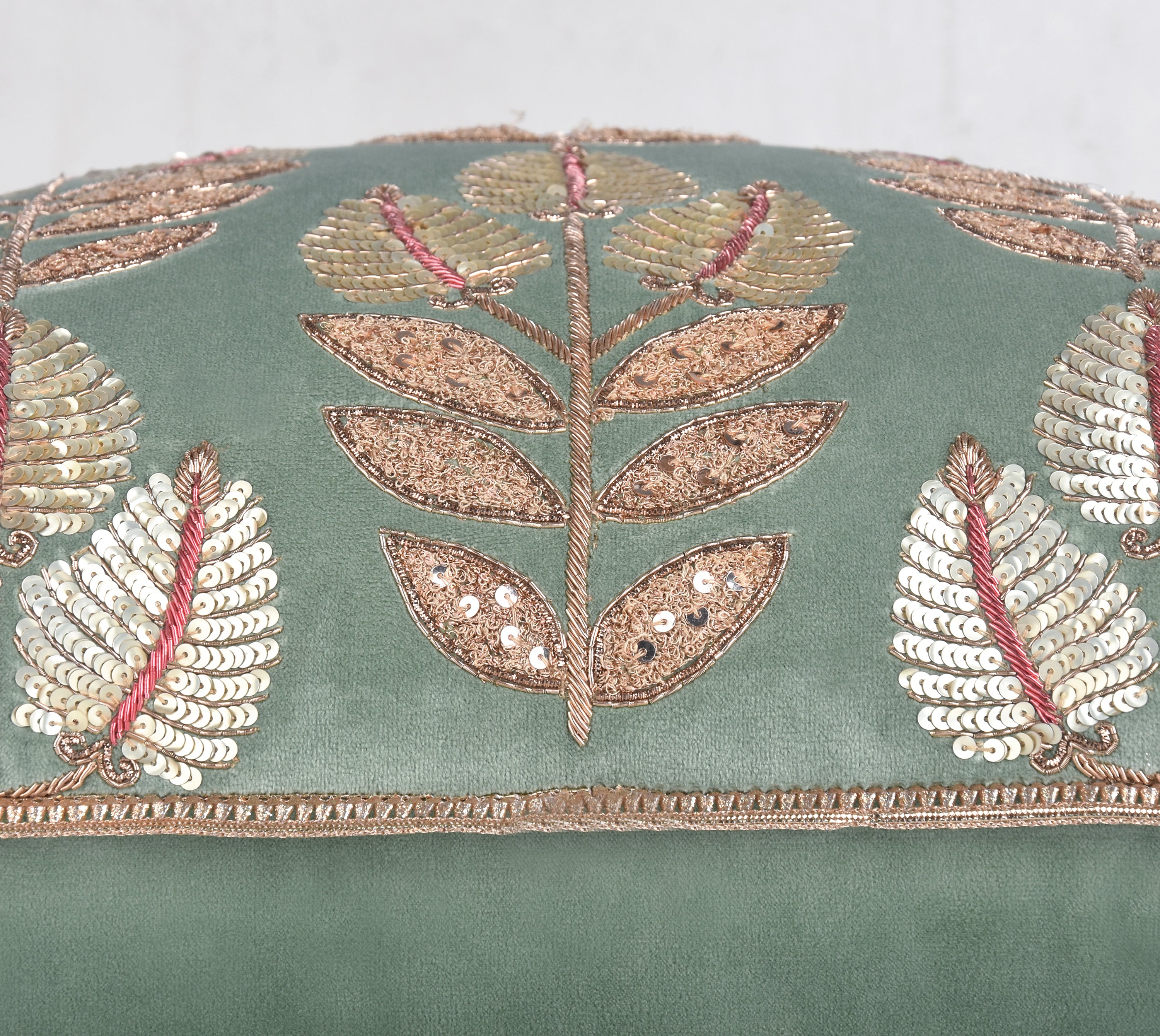 HERITAGE Sage Green Velvet Cushion Cover