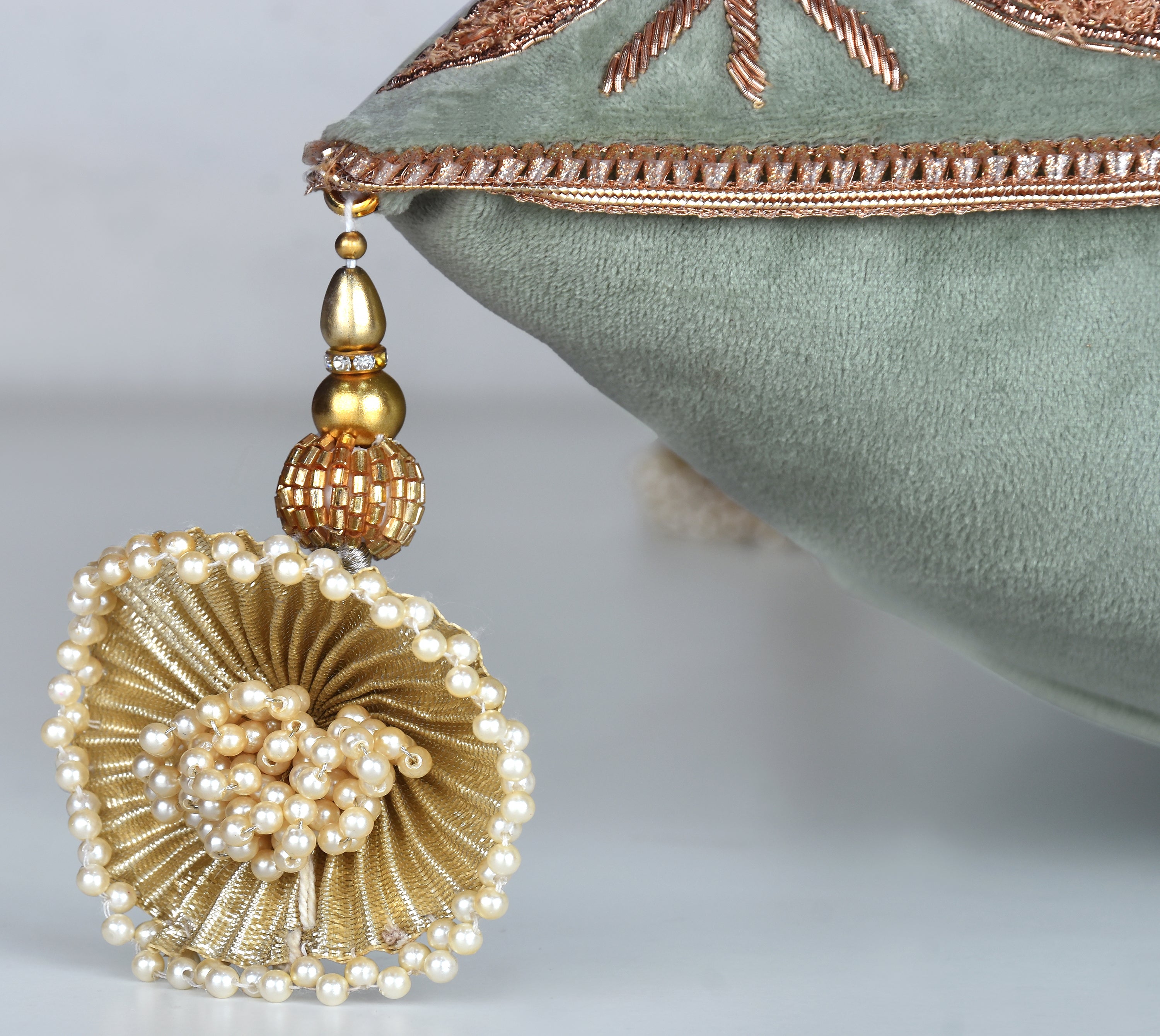 HERITAGE Sage Green Velvet Cushion Cover