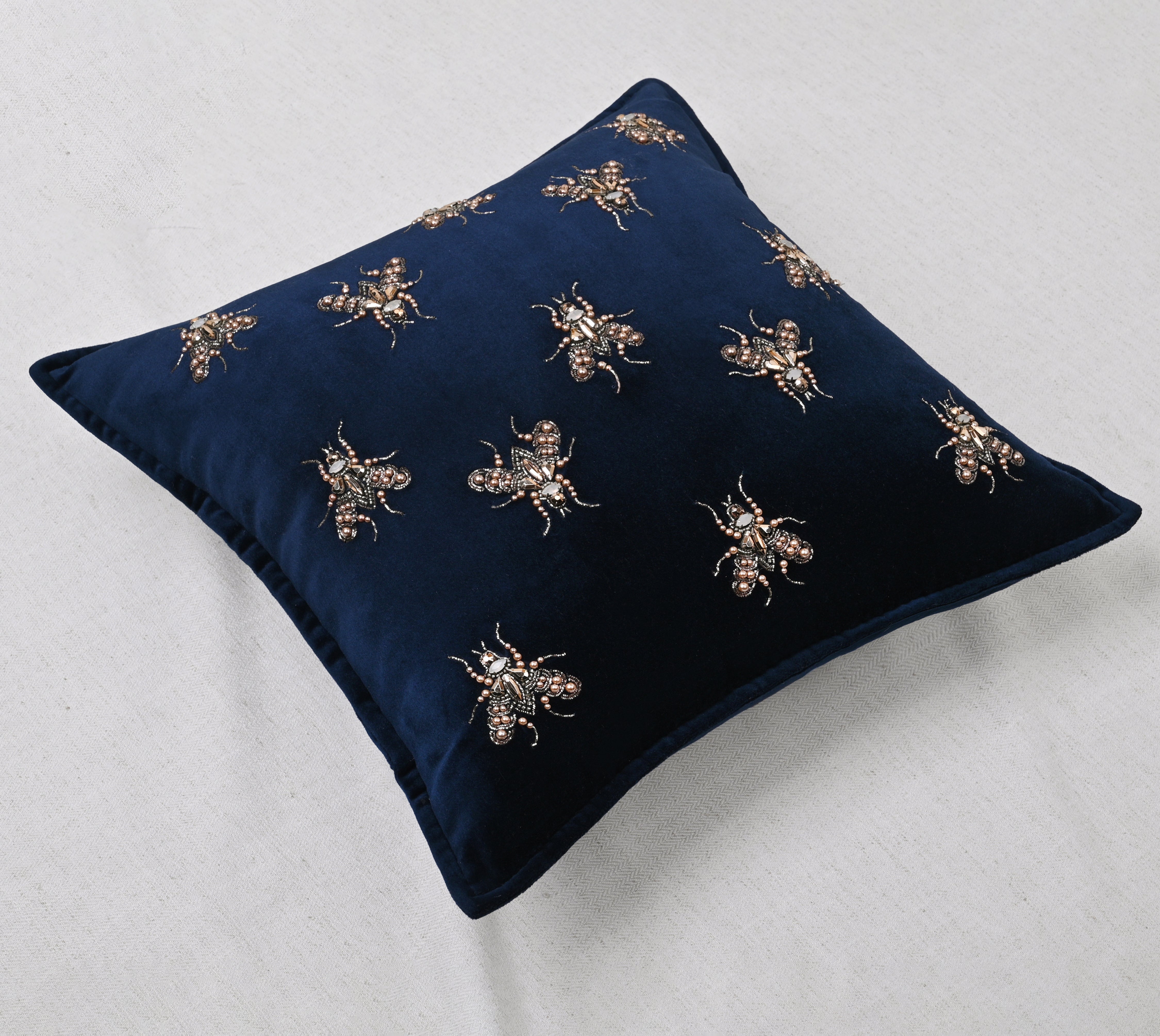 GRACE Navy Blue Velvet Cushion Cover