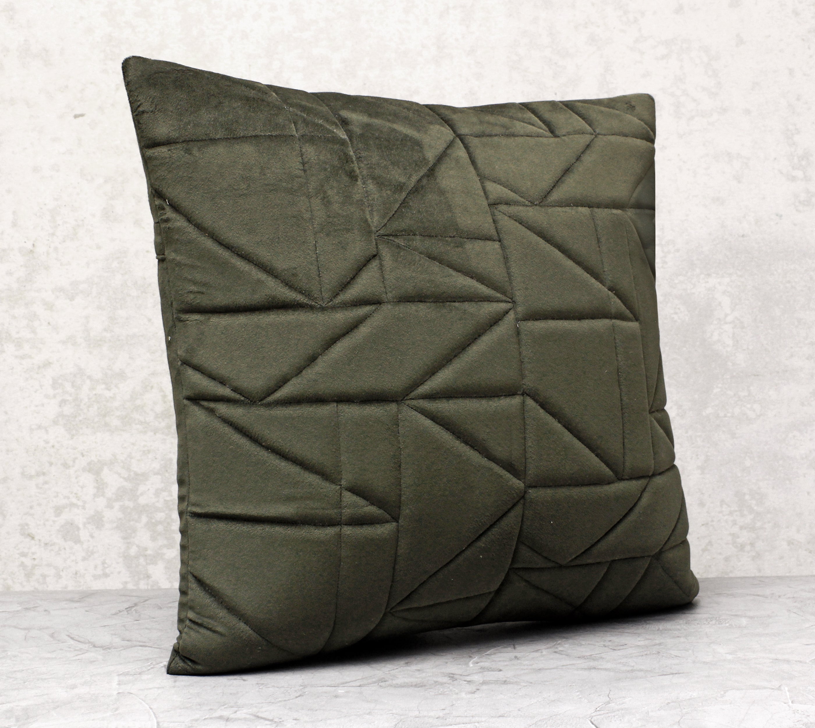 JASPER Green Quilted Velvet Cushion Cover