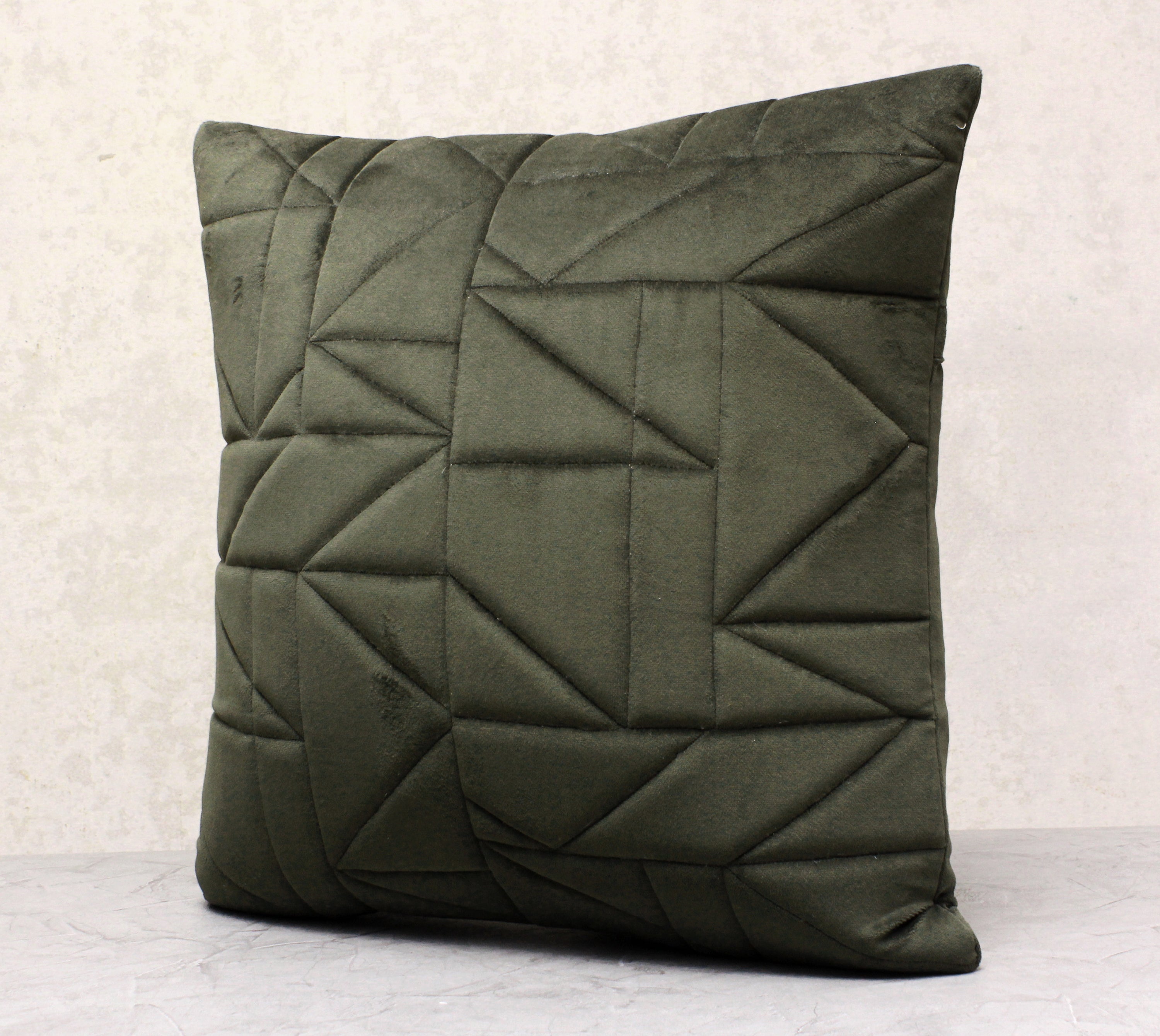 JASPER Green Quilted Velvet Cushion Cover