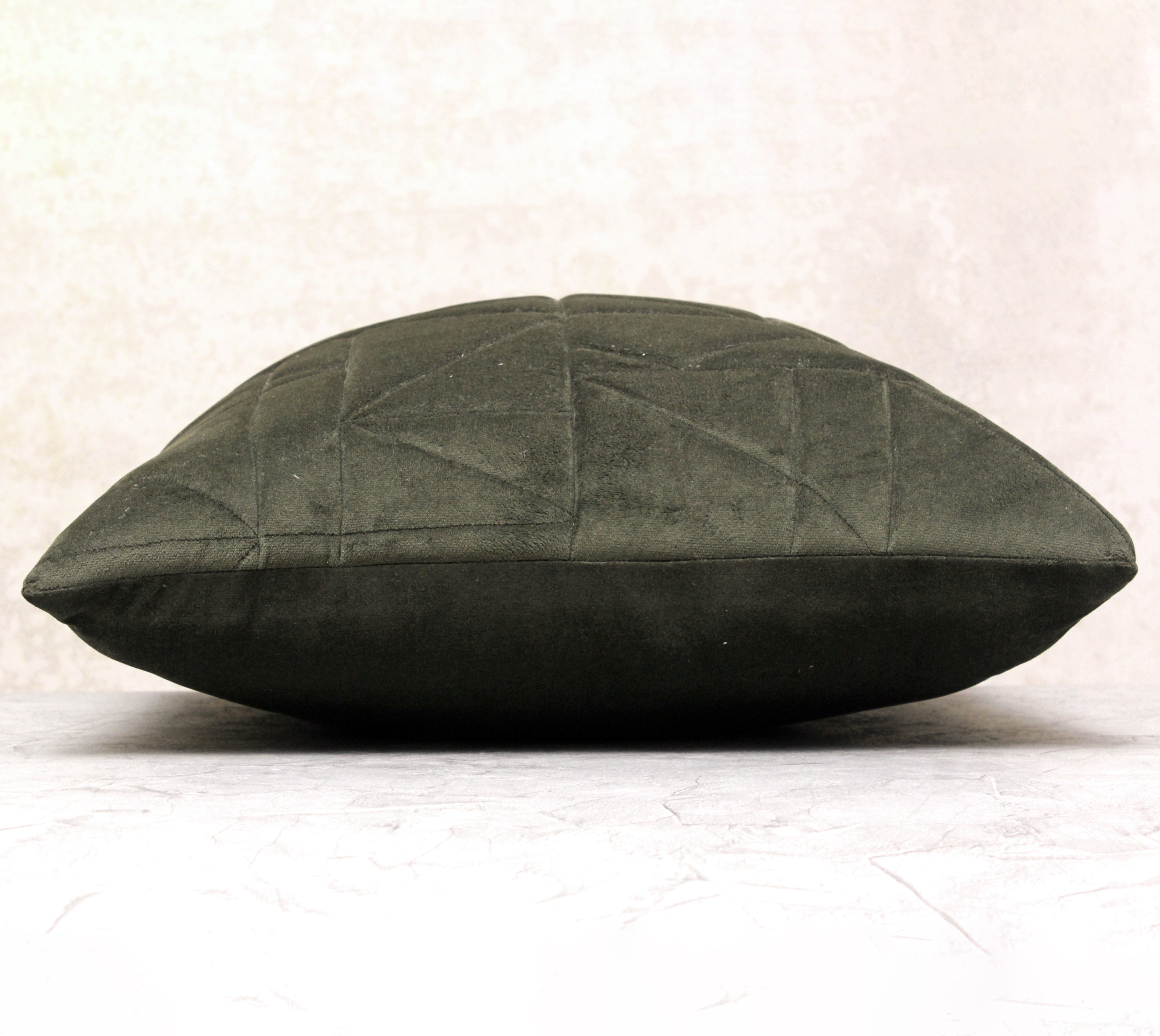 JASPER Green Quilted Velvet Cushion Cover