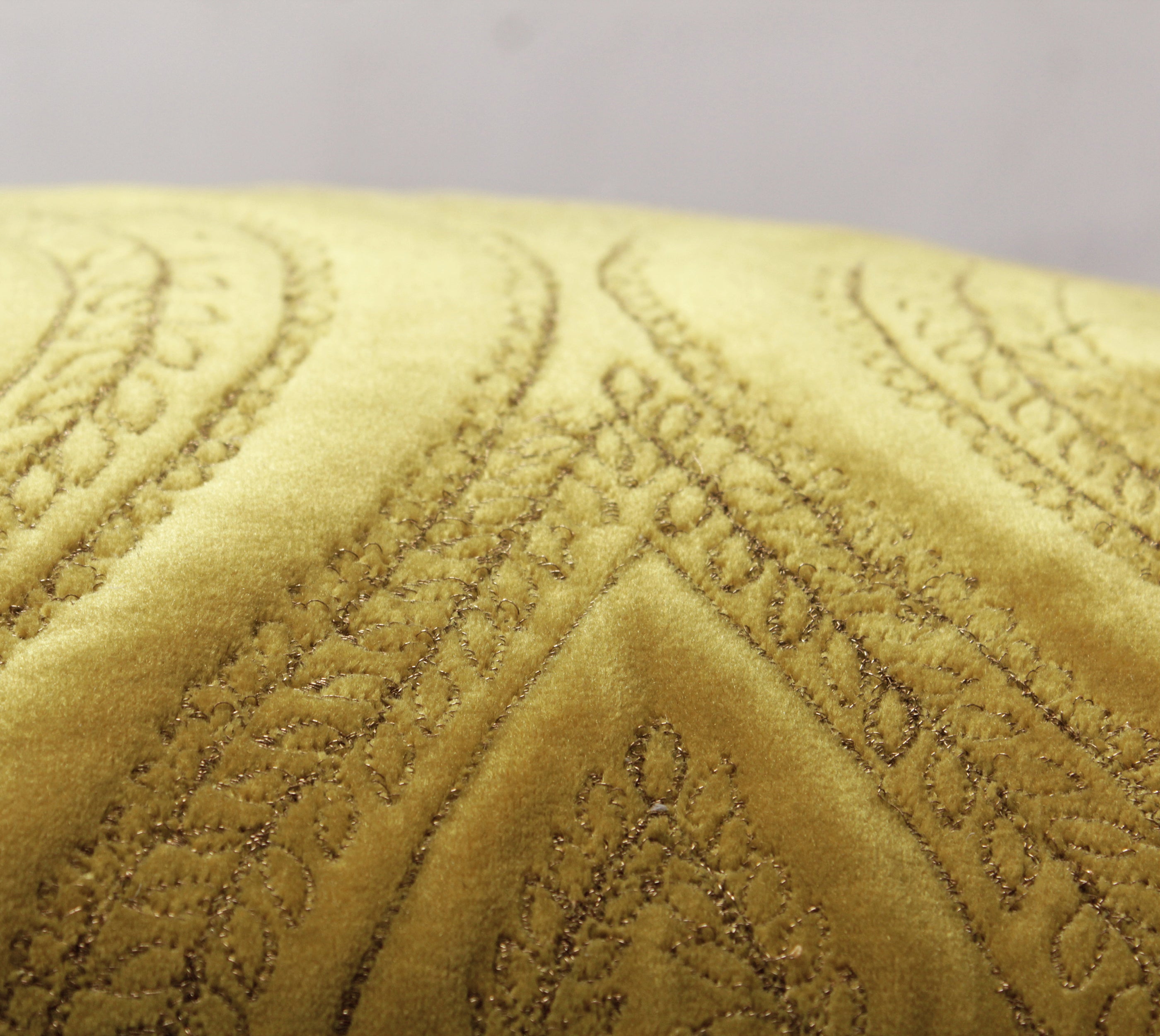 OPHELIA Yellow Quilted Velvet Cushion Cover