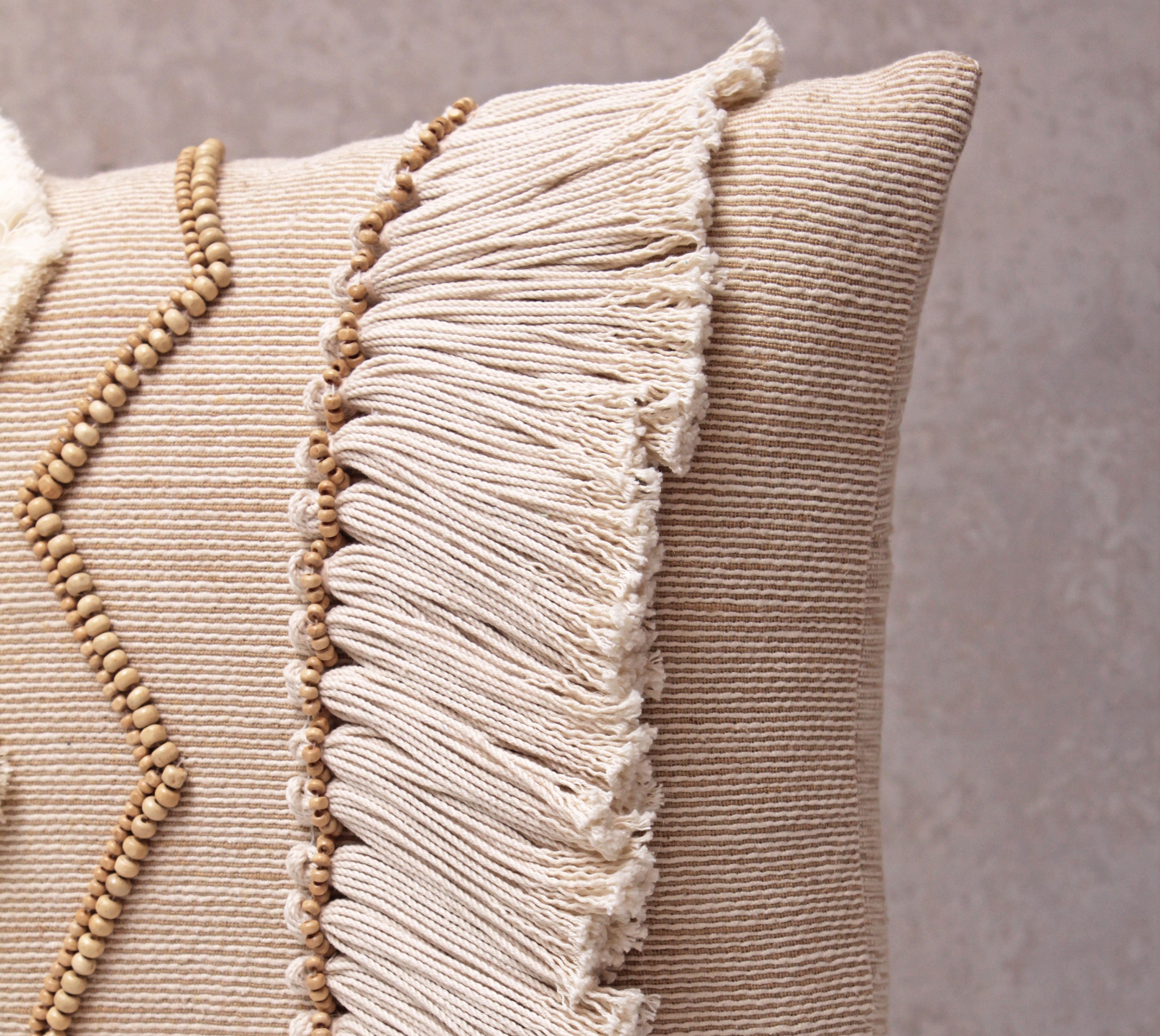 WREN Neutral Cotton Jute Macrame Cushion Cover