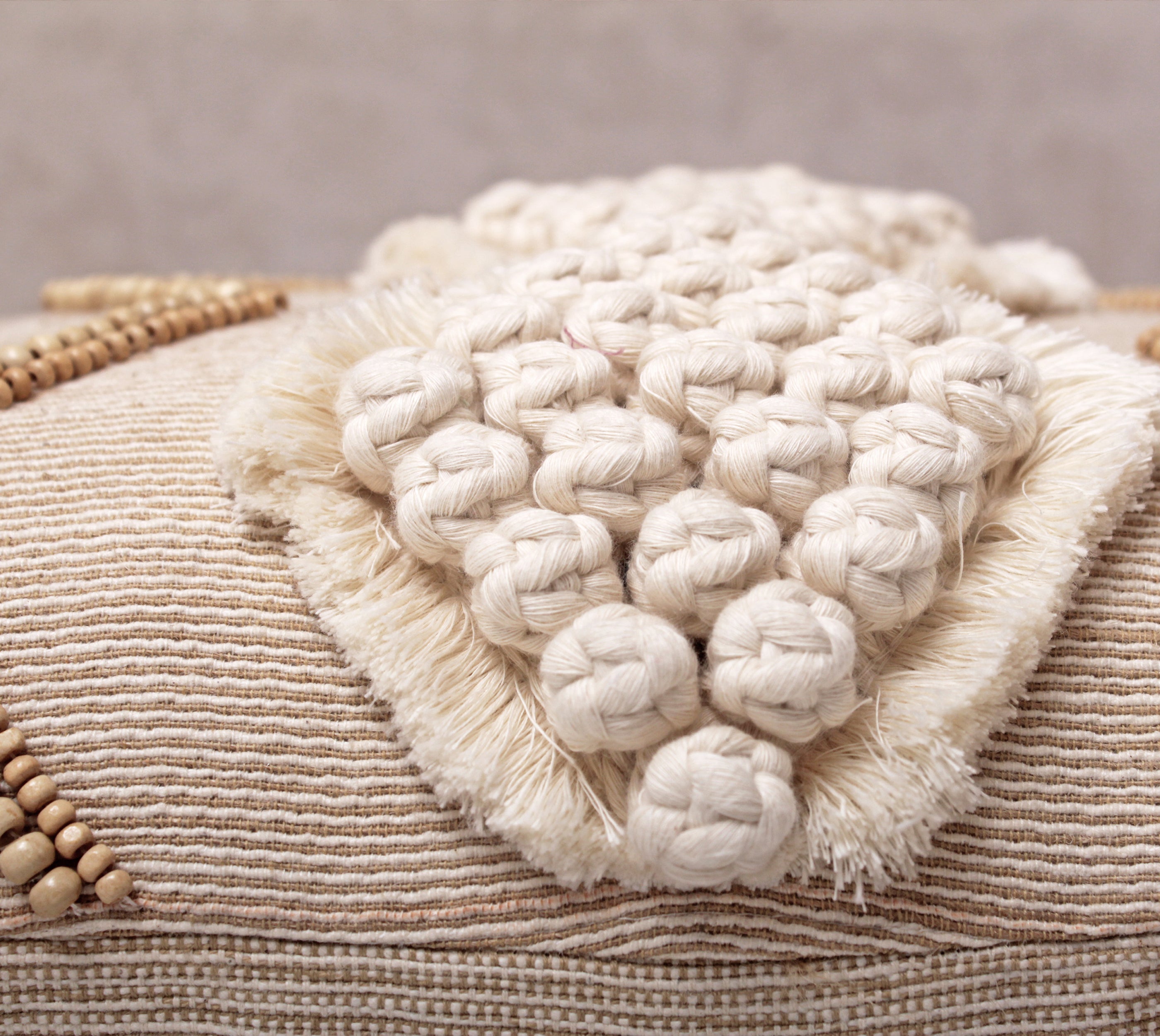 WREN Neutral Cotton Jute Macrame Cushion Cover