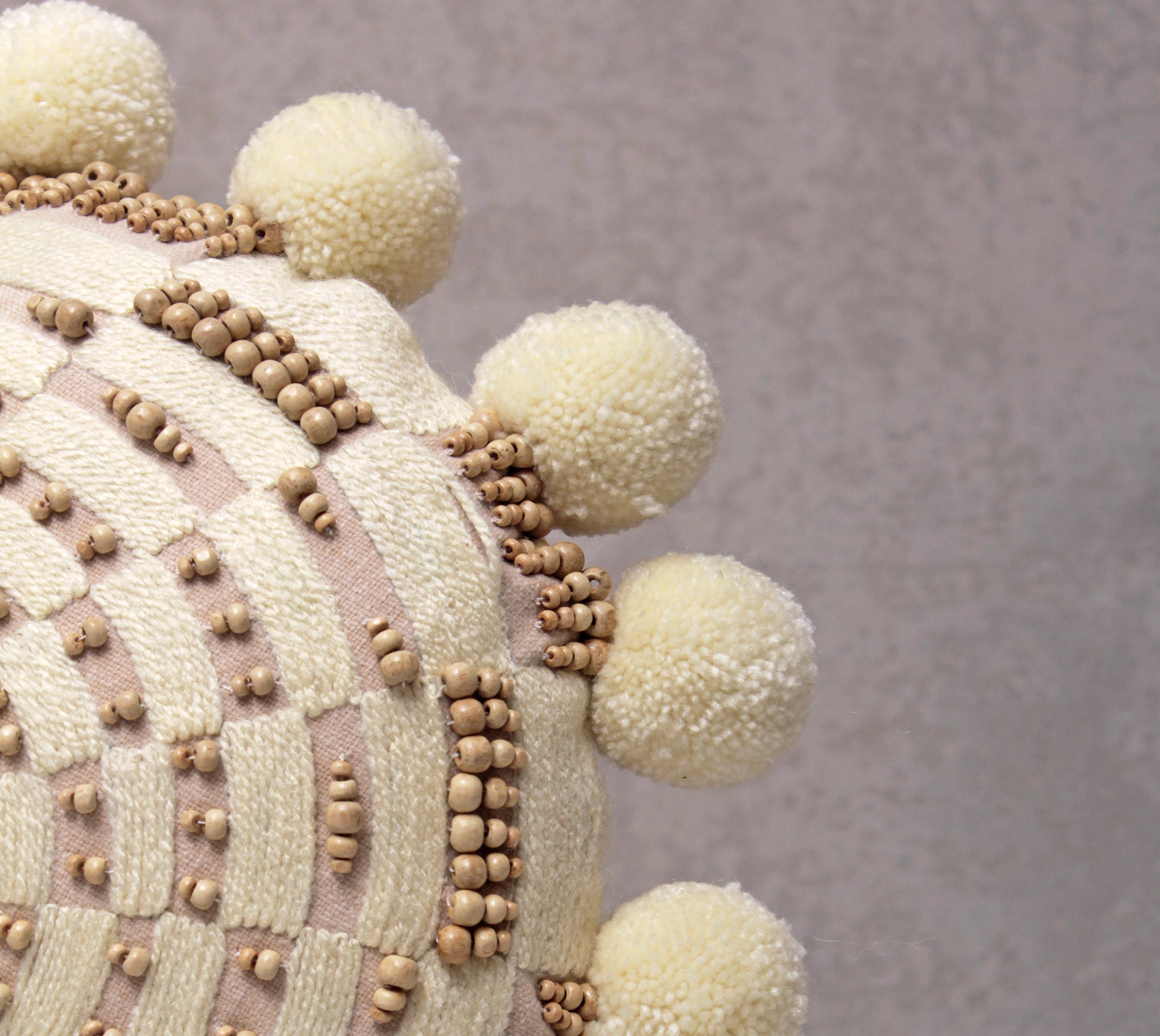 MAIGOLD Light Peach and Off-white Cotton Cushion Cover