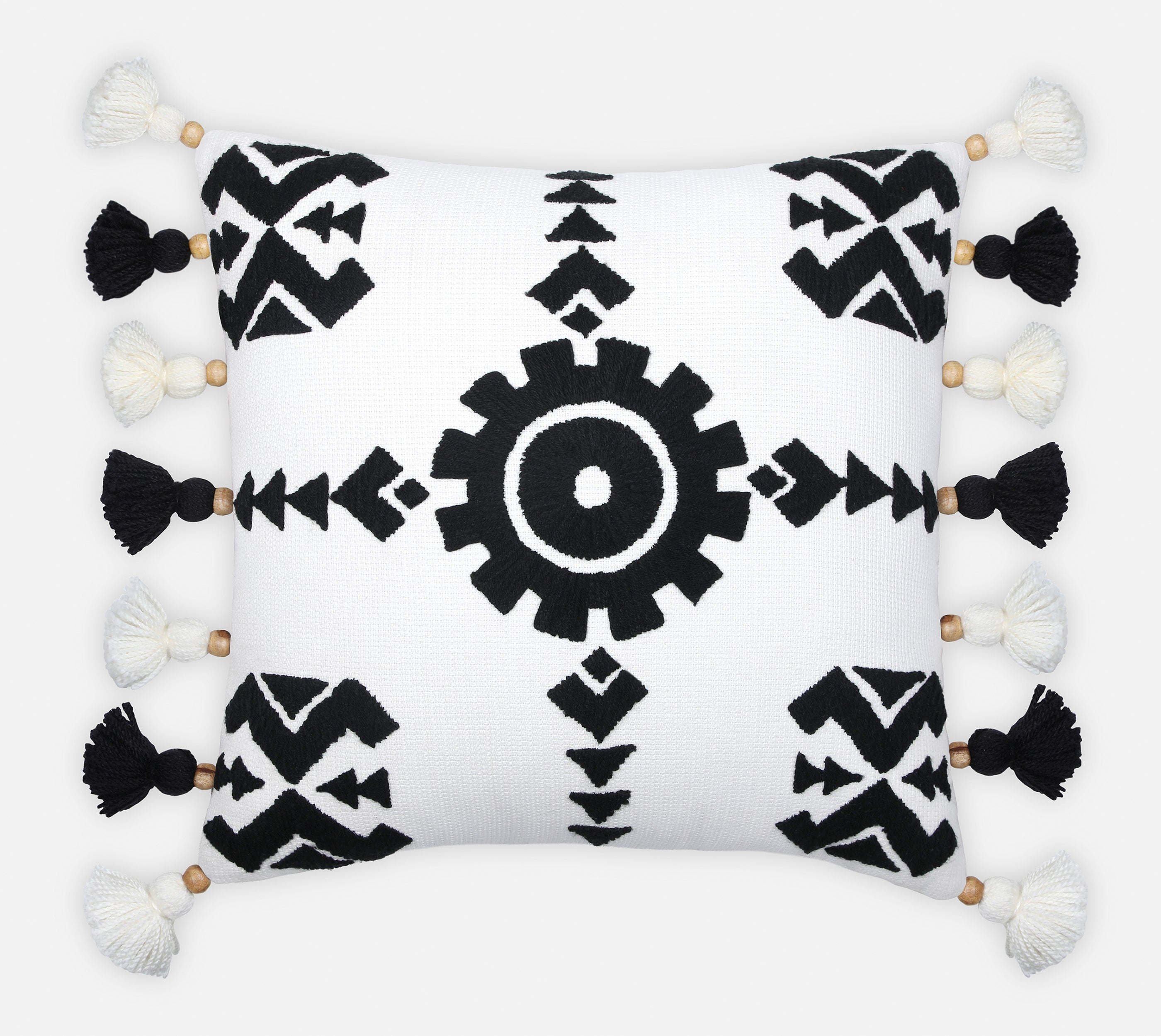 NAVAJO Off white Black Cotton Cushion Cover