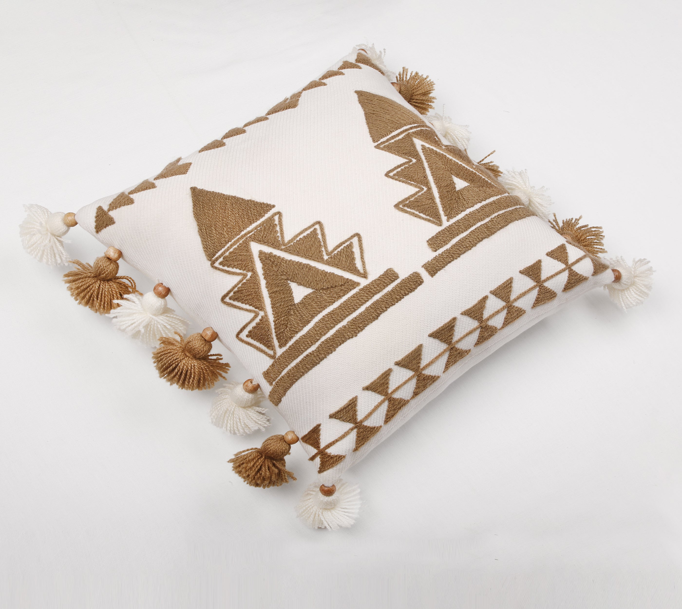 NAVAJO Off white Gold Cotton Cushion Cover