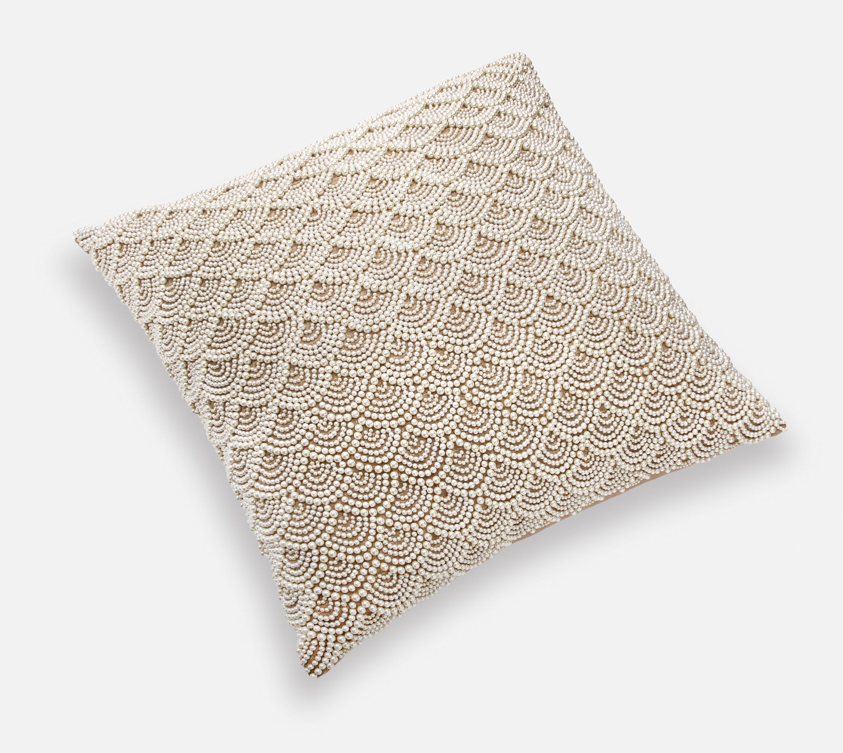 CAPIZ Light Brown and Off-white Pearl Cushion Cover