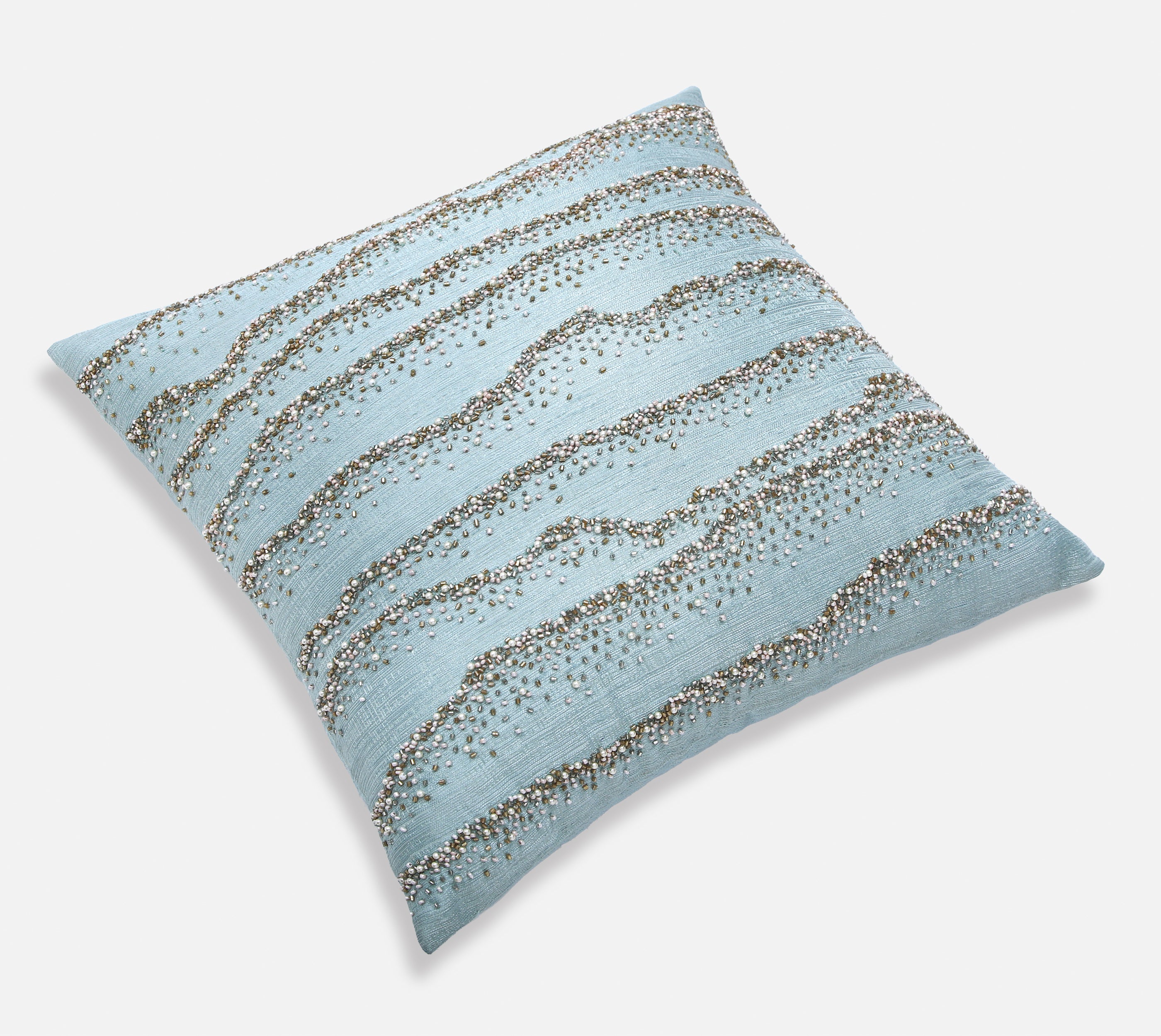 DELLA Light Blue Beaded Cushion Cover