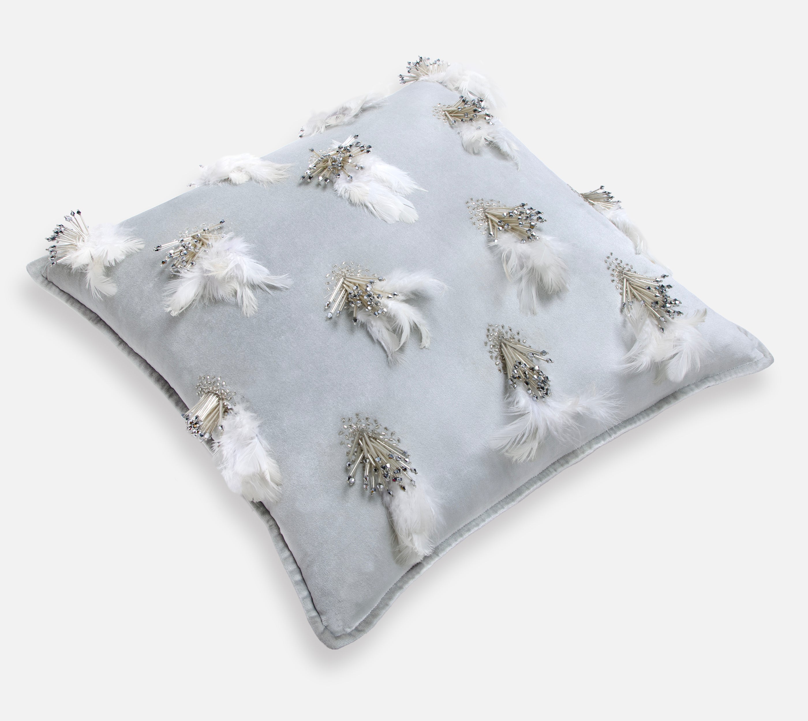 XENIA Silver Velvet Cushion Cover