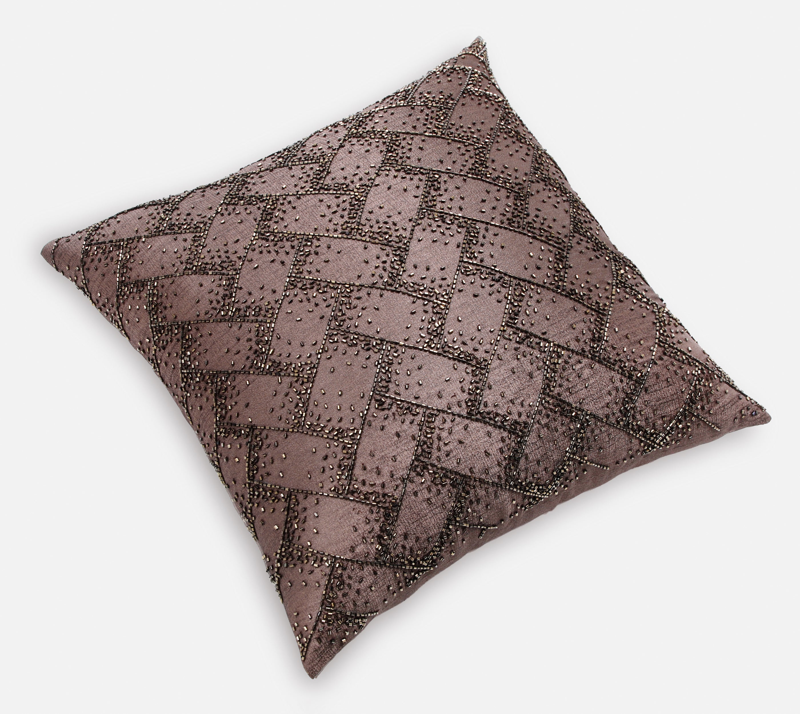 MIDAS Brown Beaded Cushion Cover