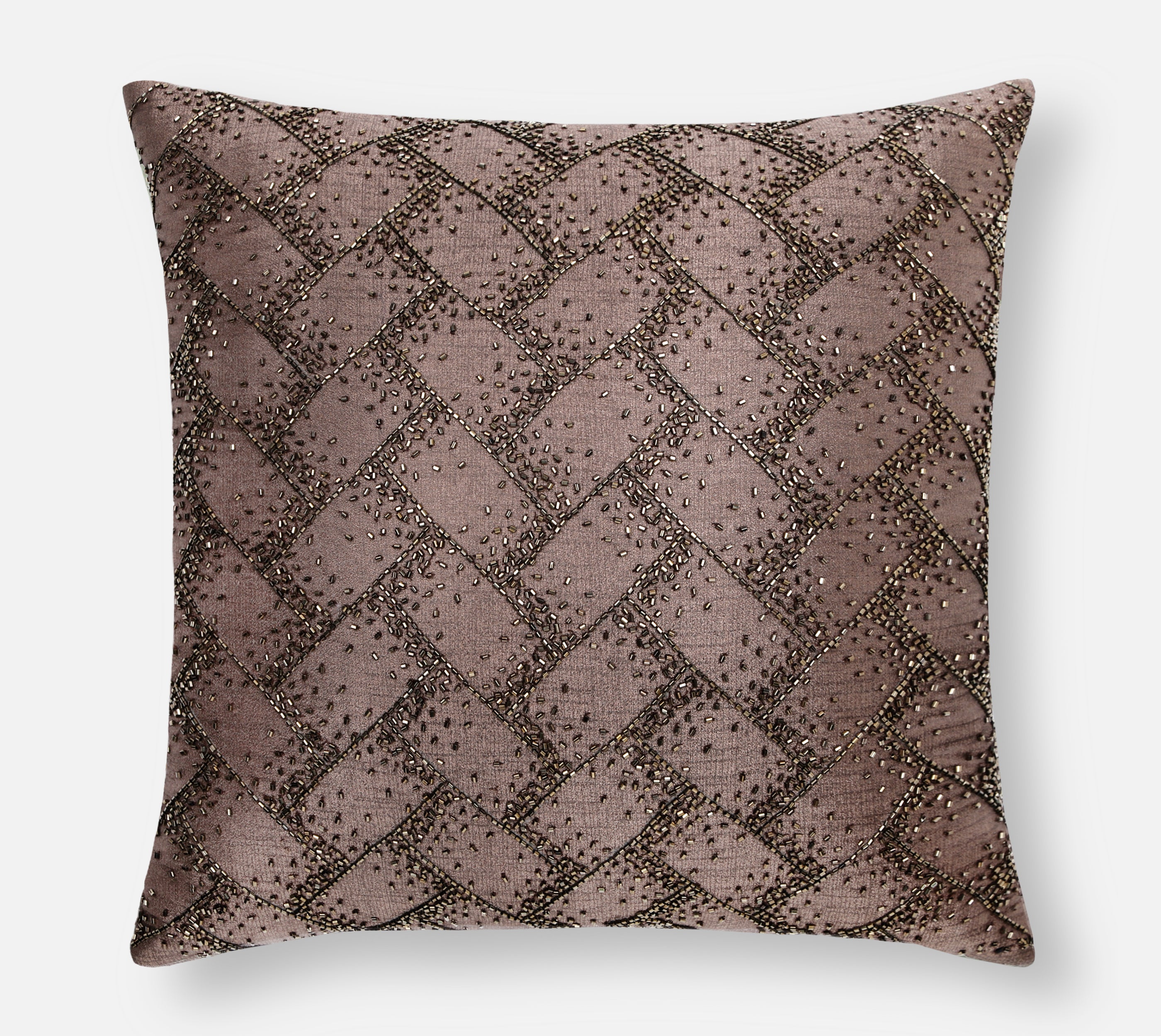 MIDAS Brown Beaded Cushion Cover