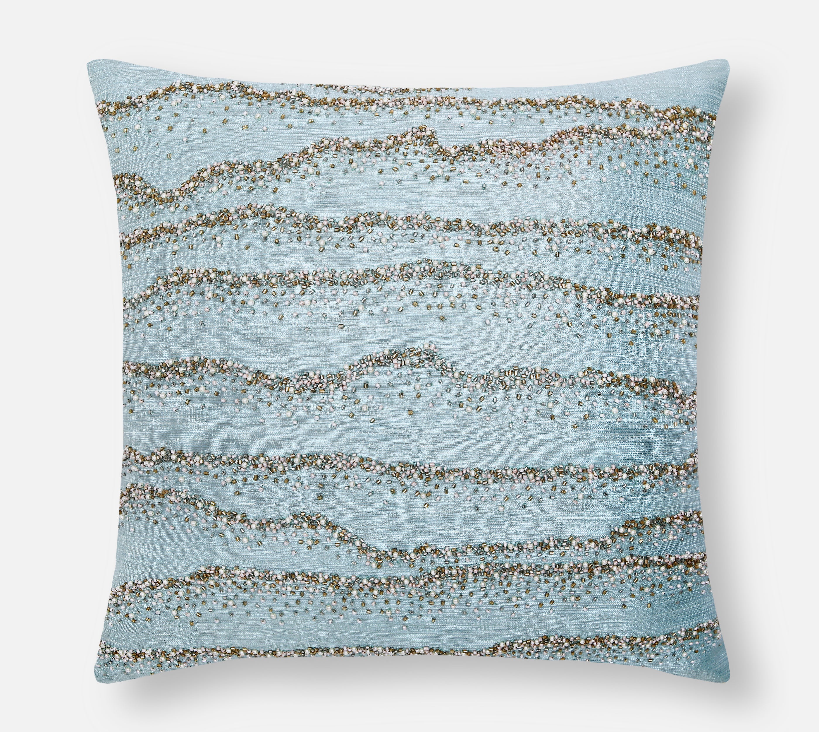 DELLA Light Blue Beaded Cushion Cover