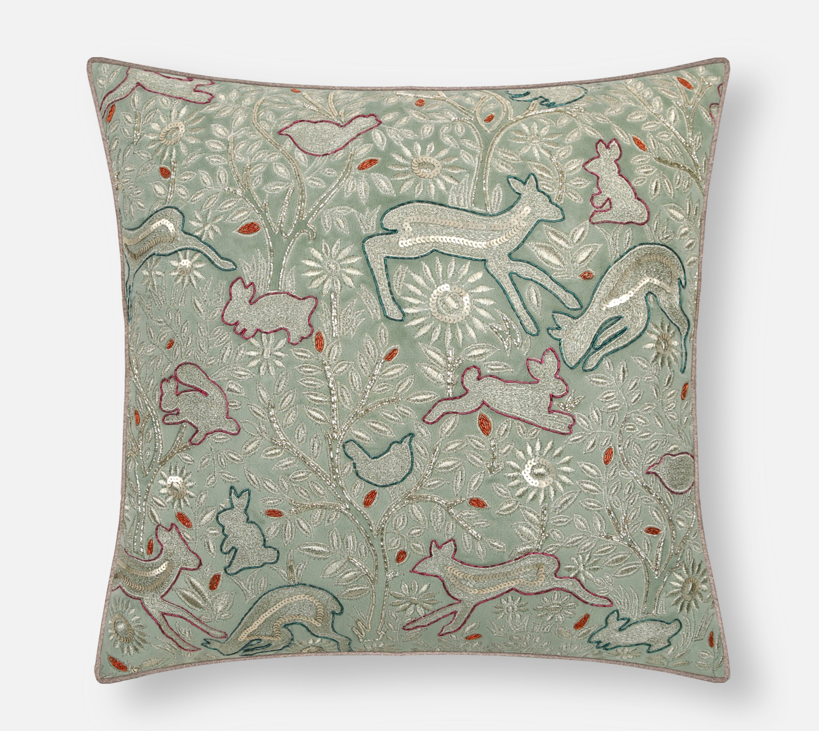 HERITAGE Sage Green Velvet Cushion Cover