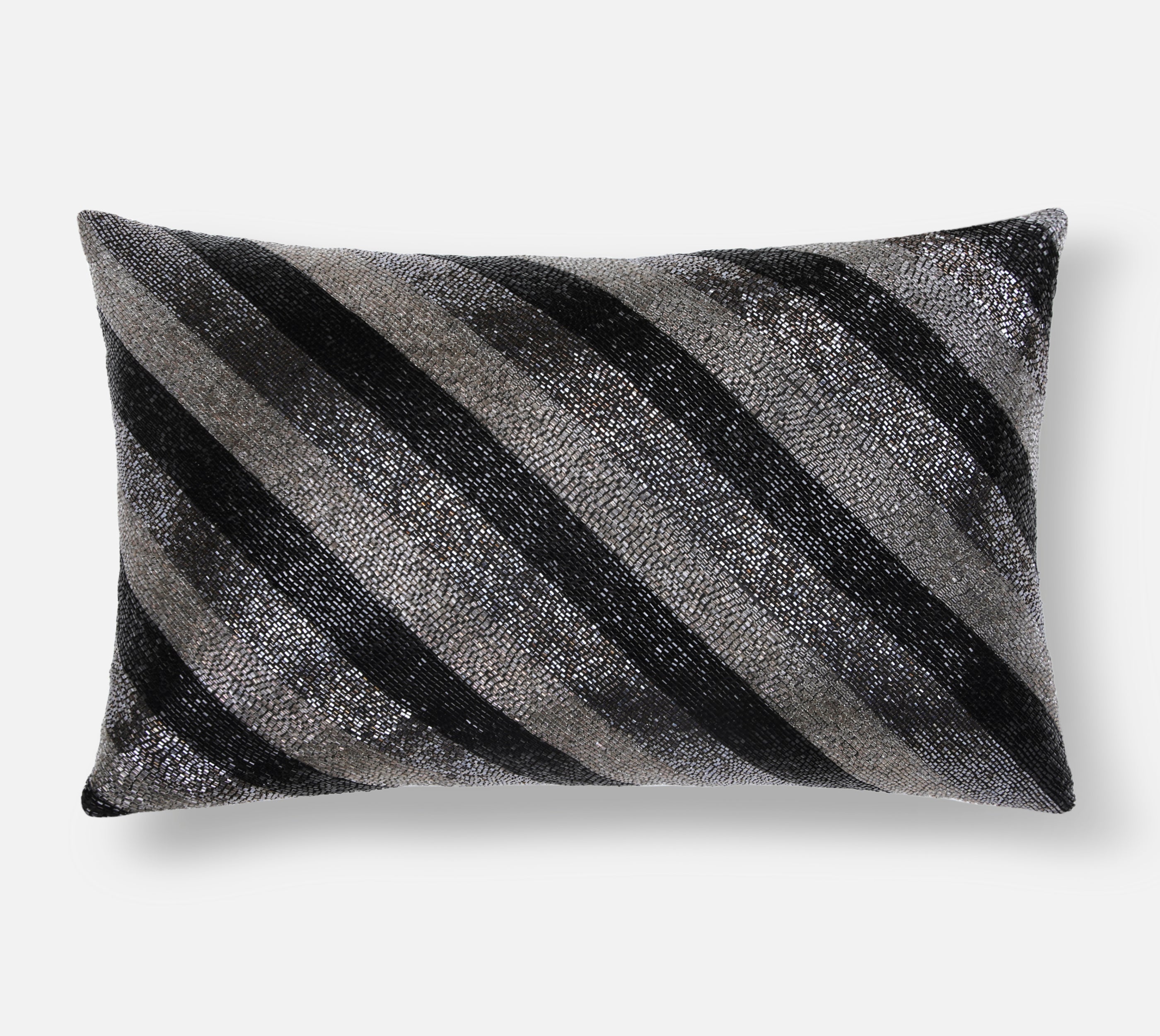 GLAM Black Grey Beaded Cushion Cover
