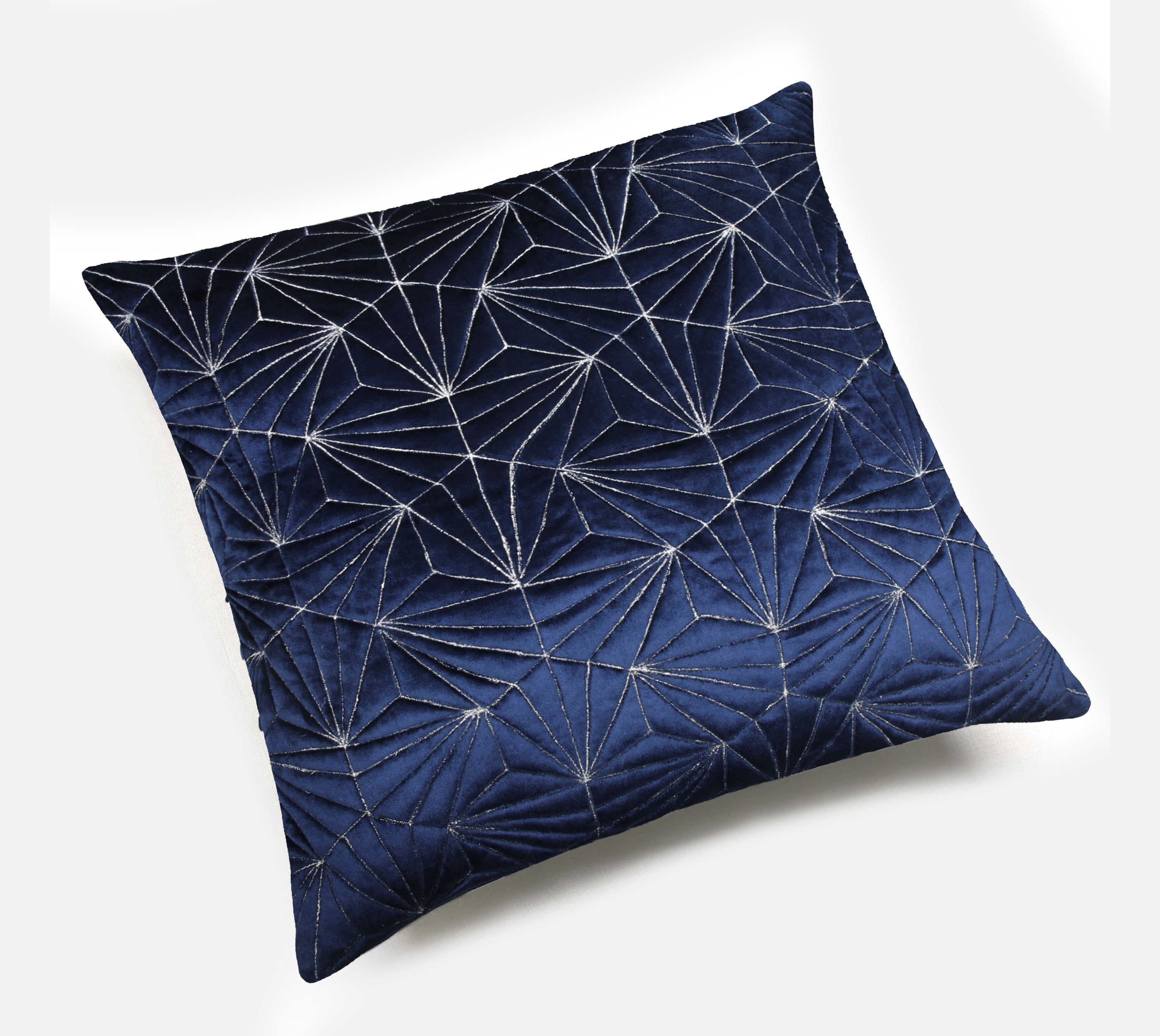 OPHELIA Navy Blue Quilted Velvet Cushion Cover