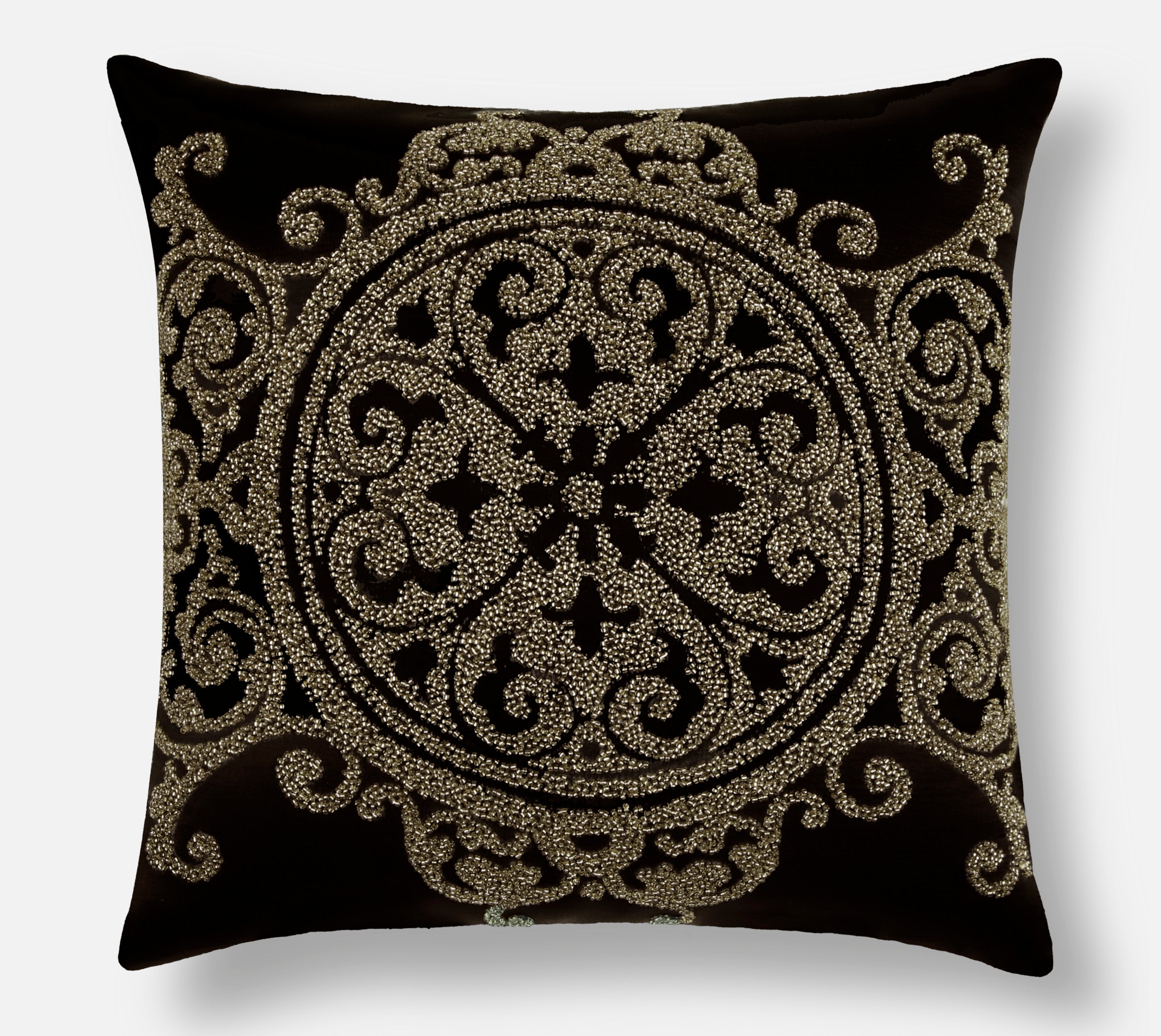 PATINA Black Gold Beaded Cushion Cover