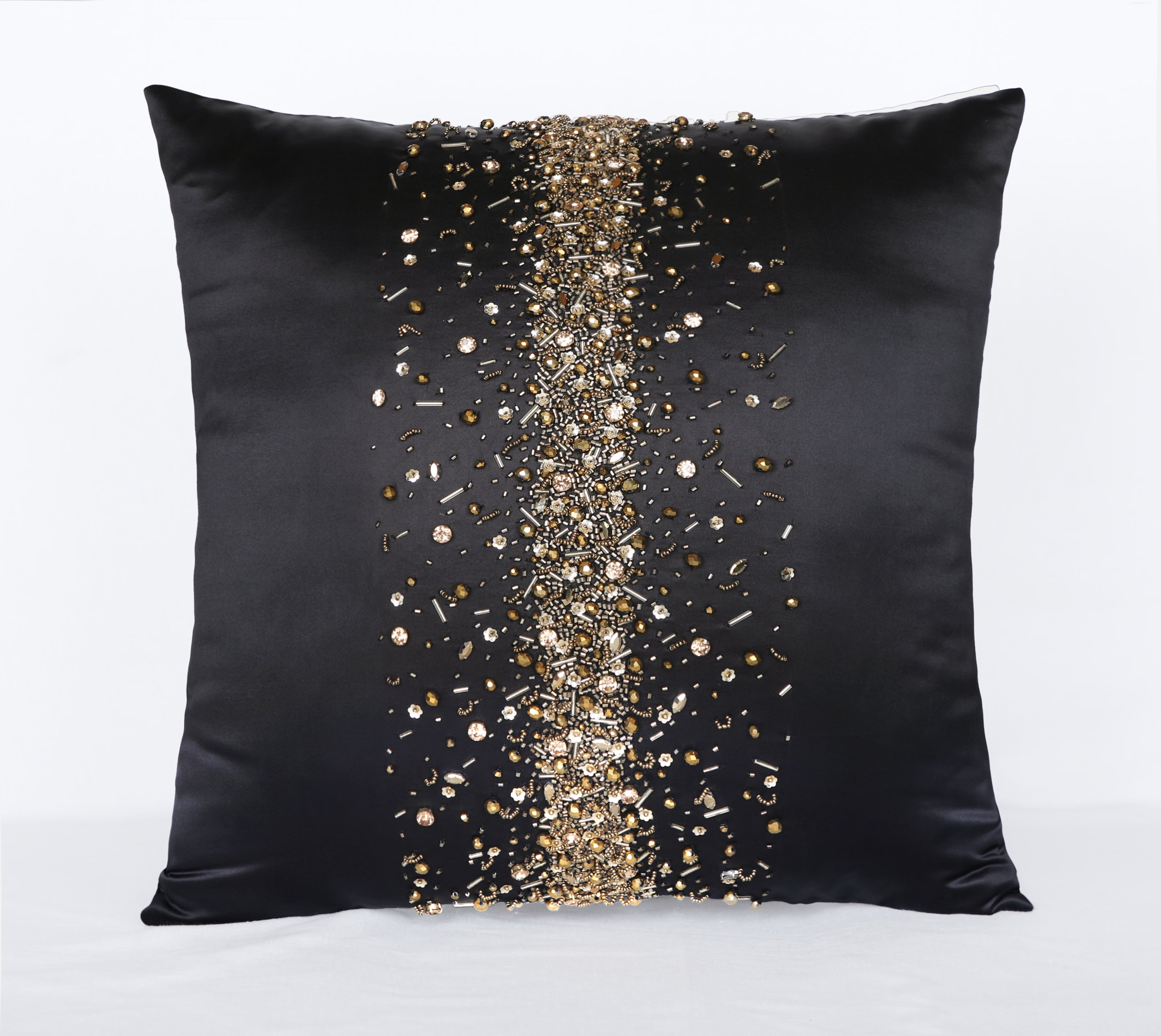 FLUTTER Black Beaded Cushion Cover
