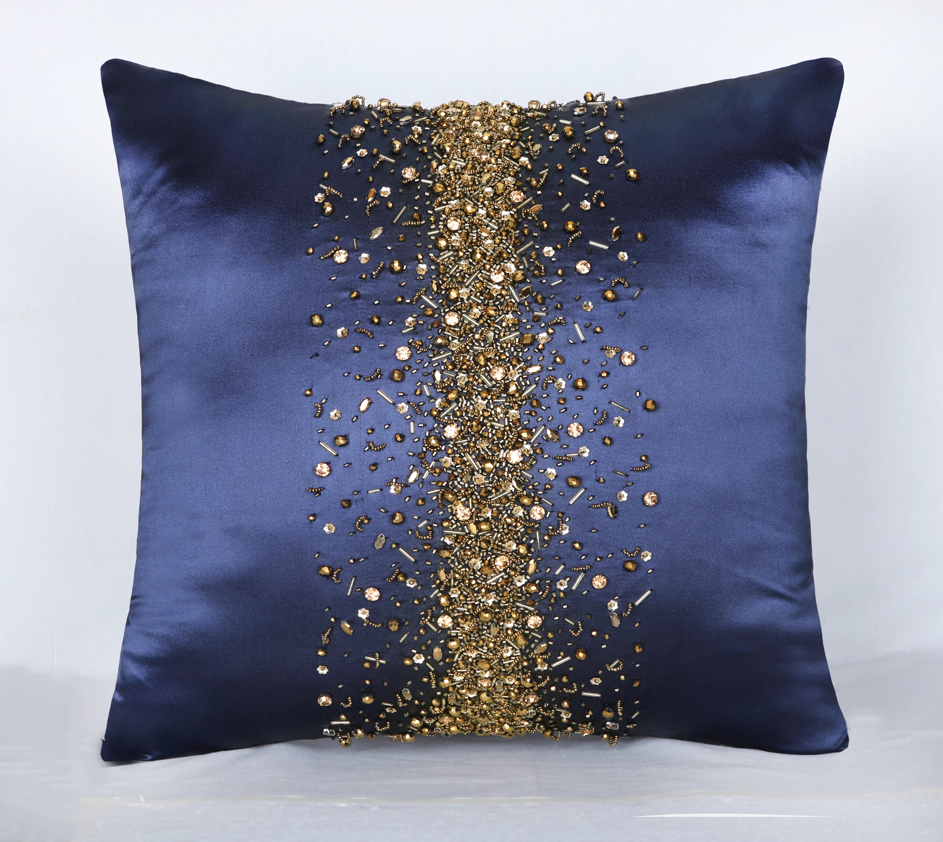 FLUTTER Navy Blue Beaded Cushion Cover