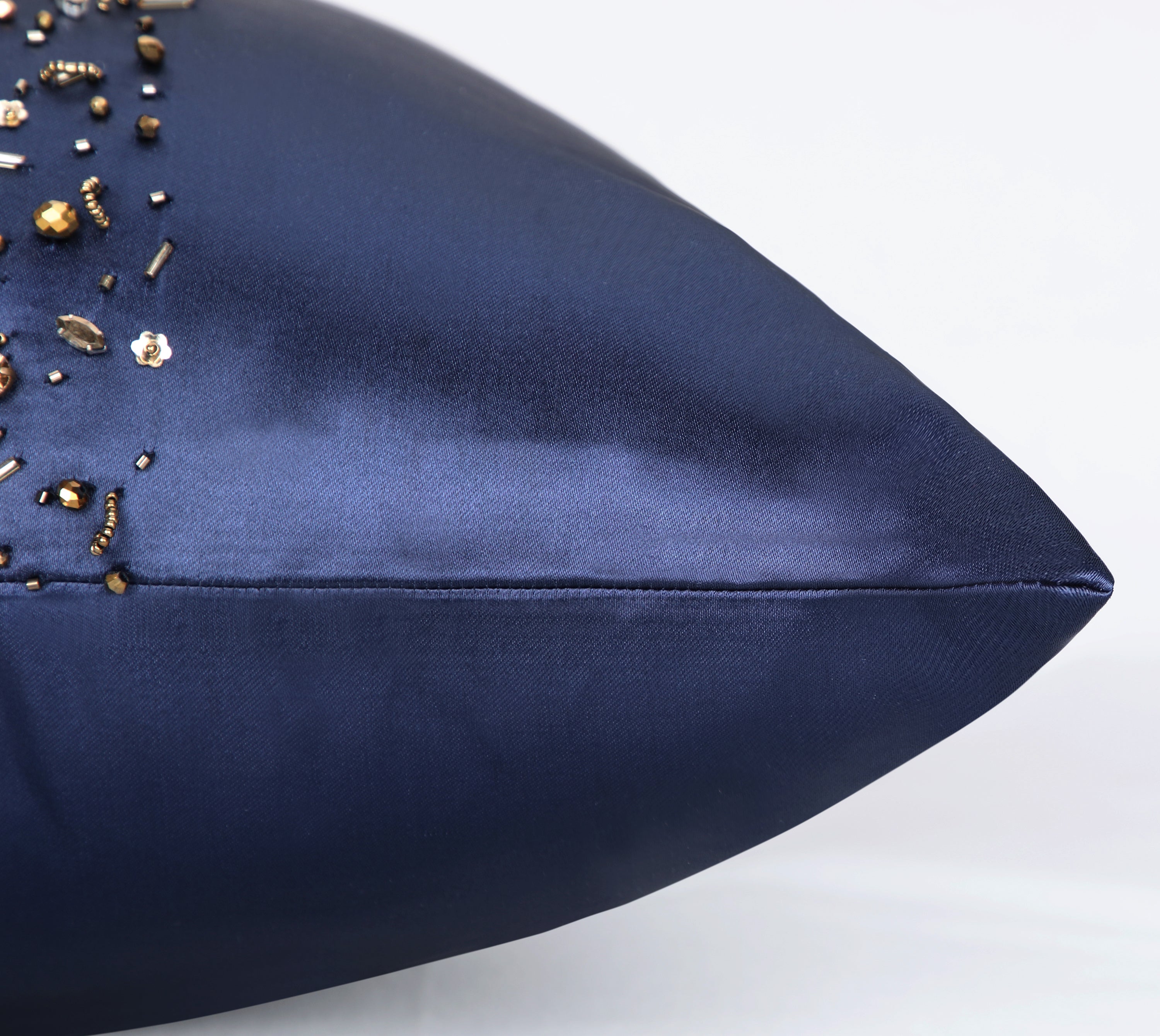 FLUTTER Navy Blue Beaded Cushion Cover