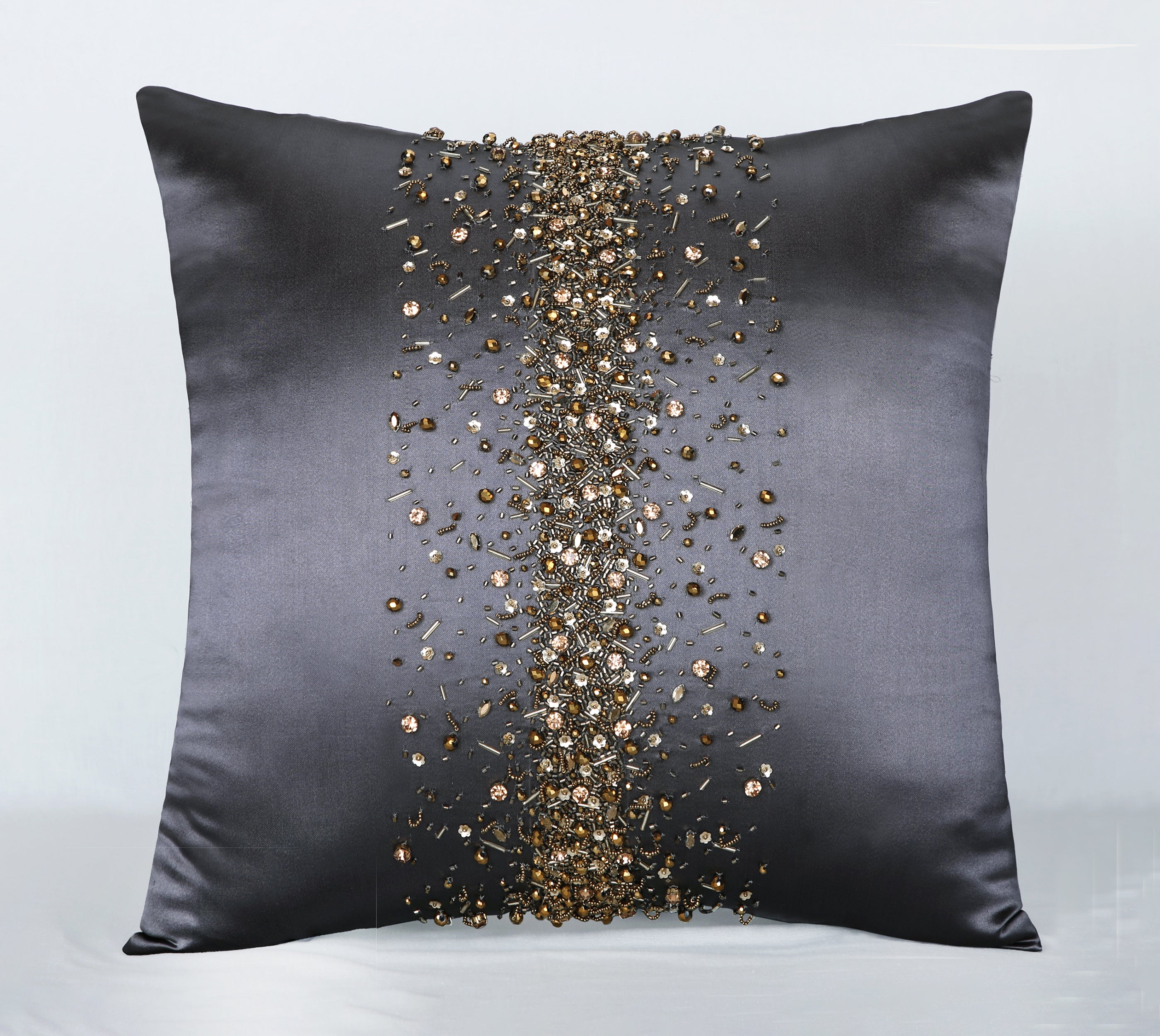 FLUTTER Grey Beaded Cushion Cover