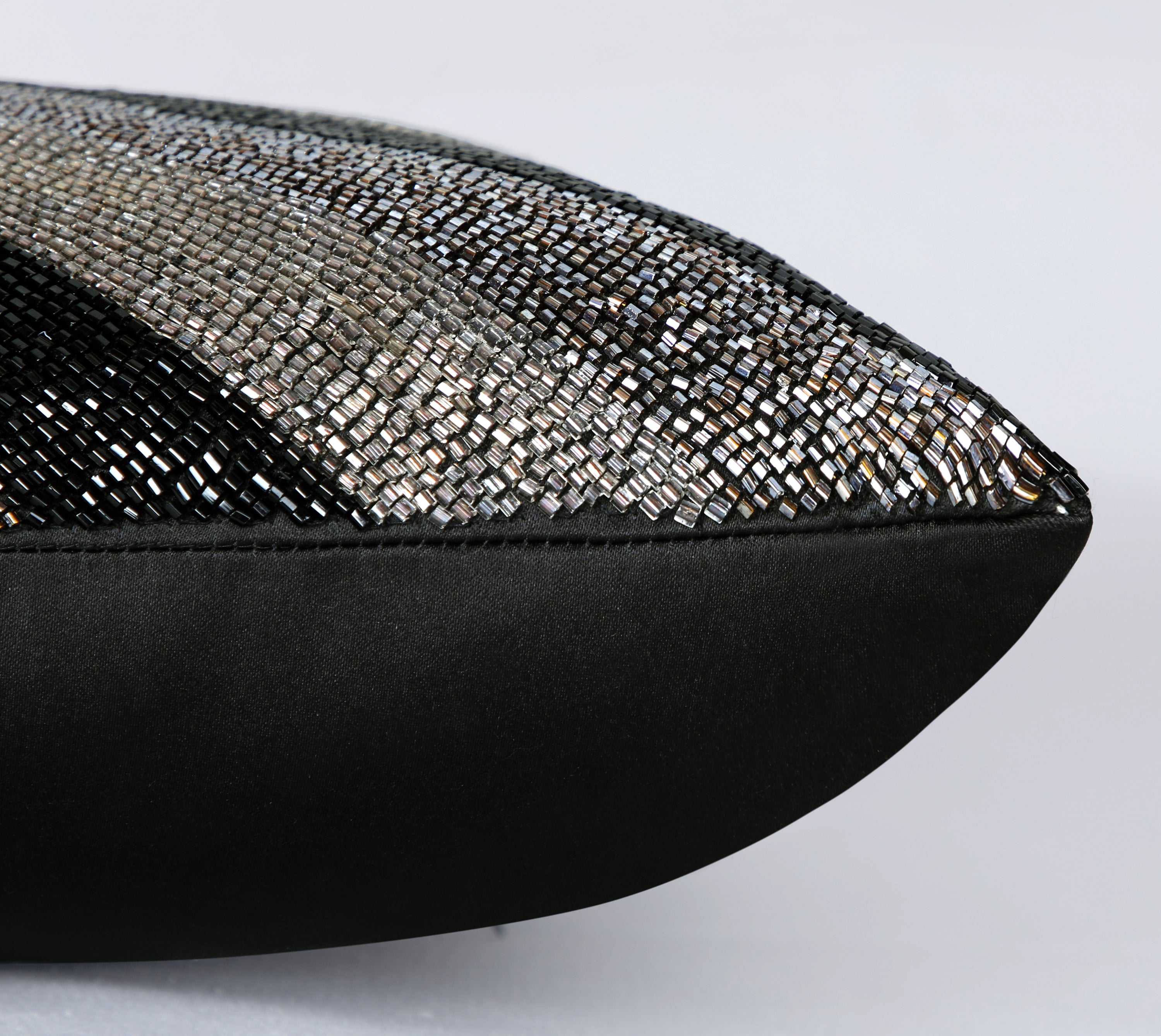 GLAM Black Grey Beaded Cushion Cover