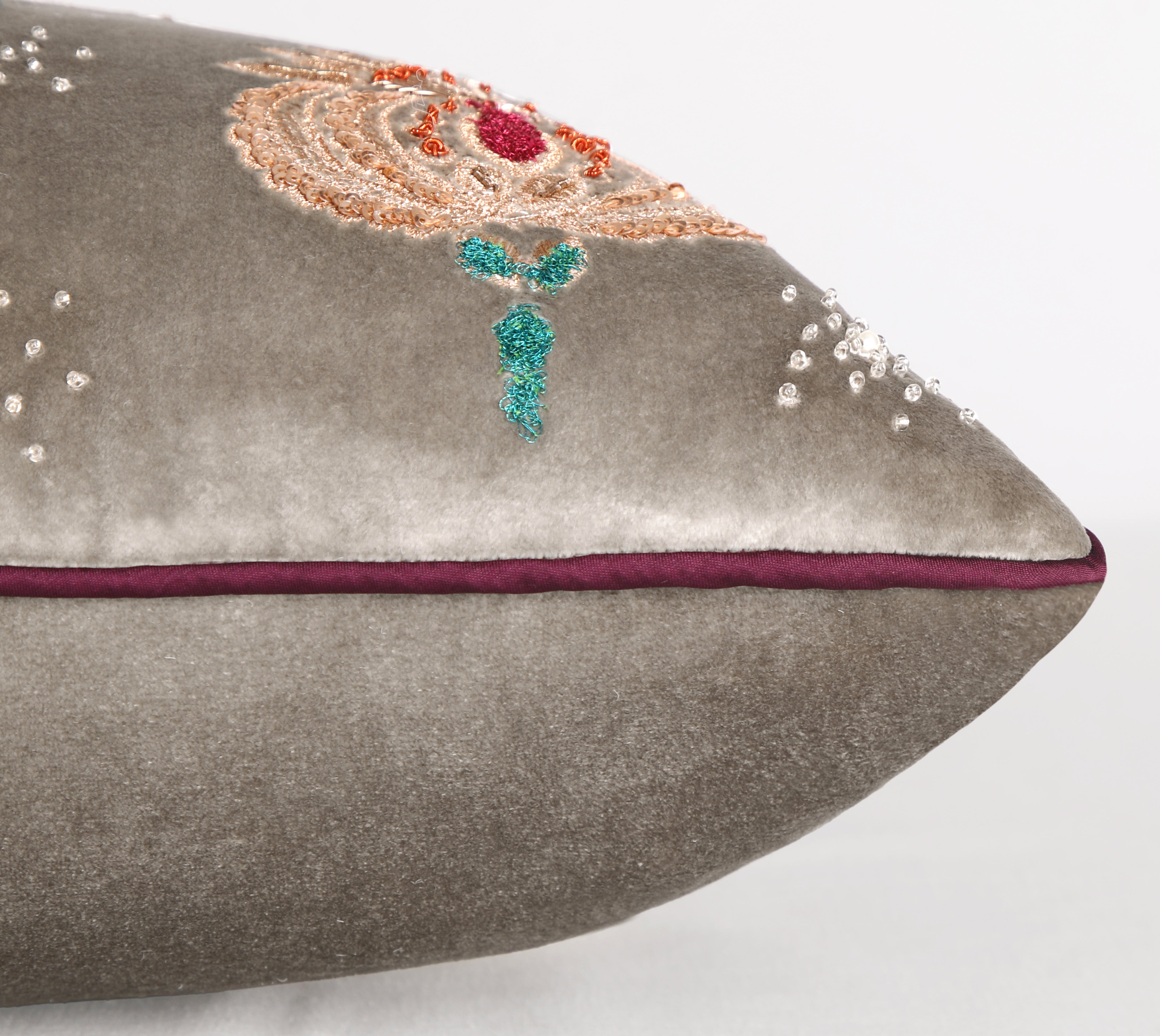 HERITAGE Grey Velvet Cushion Cover