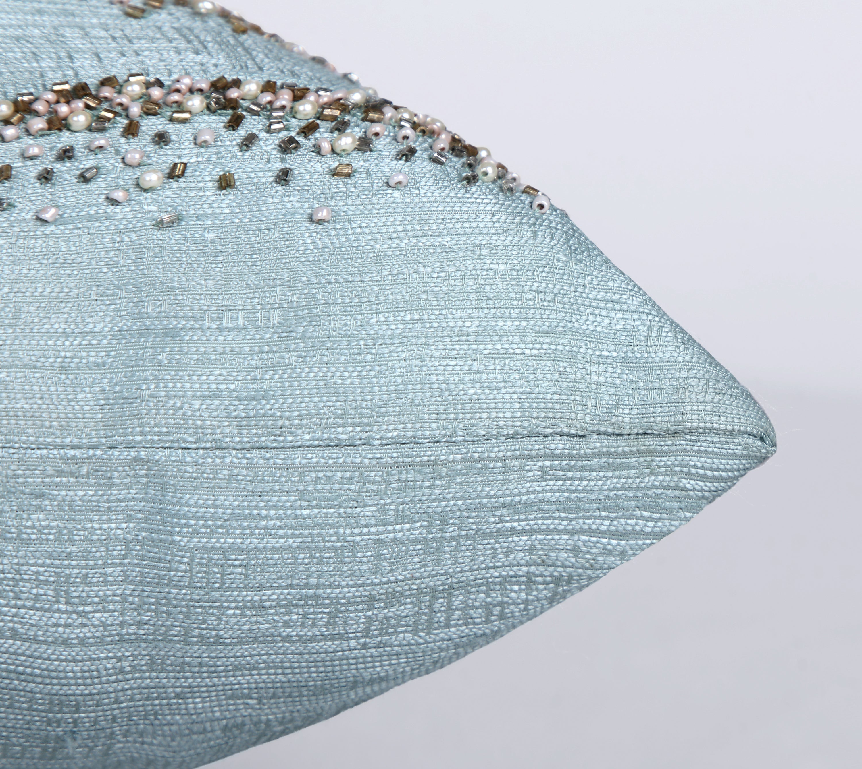 DELLA Light Blue Beaded Cushion Cover