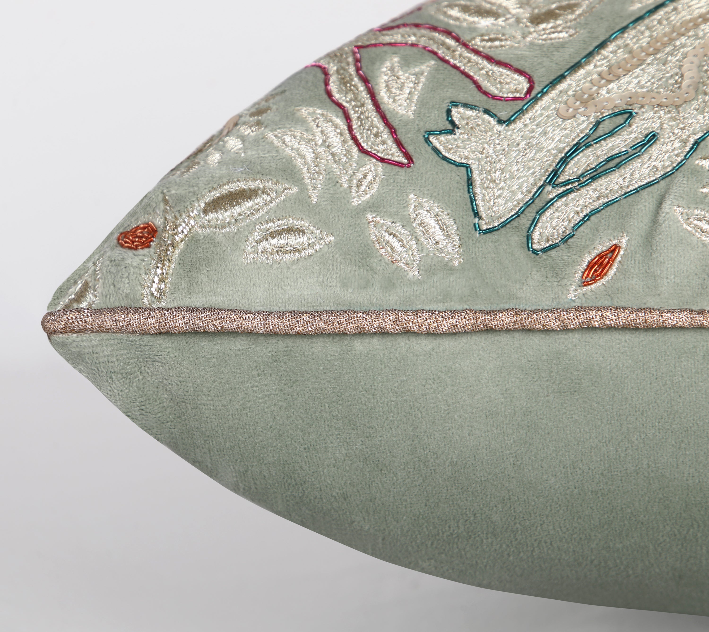 HERITAGE Sage Green Velvet Cushion Cover