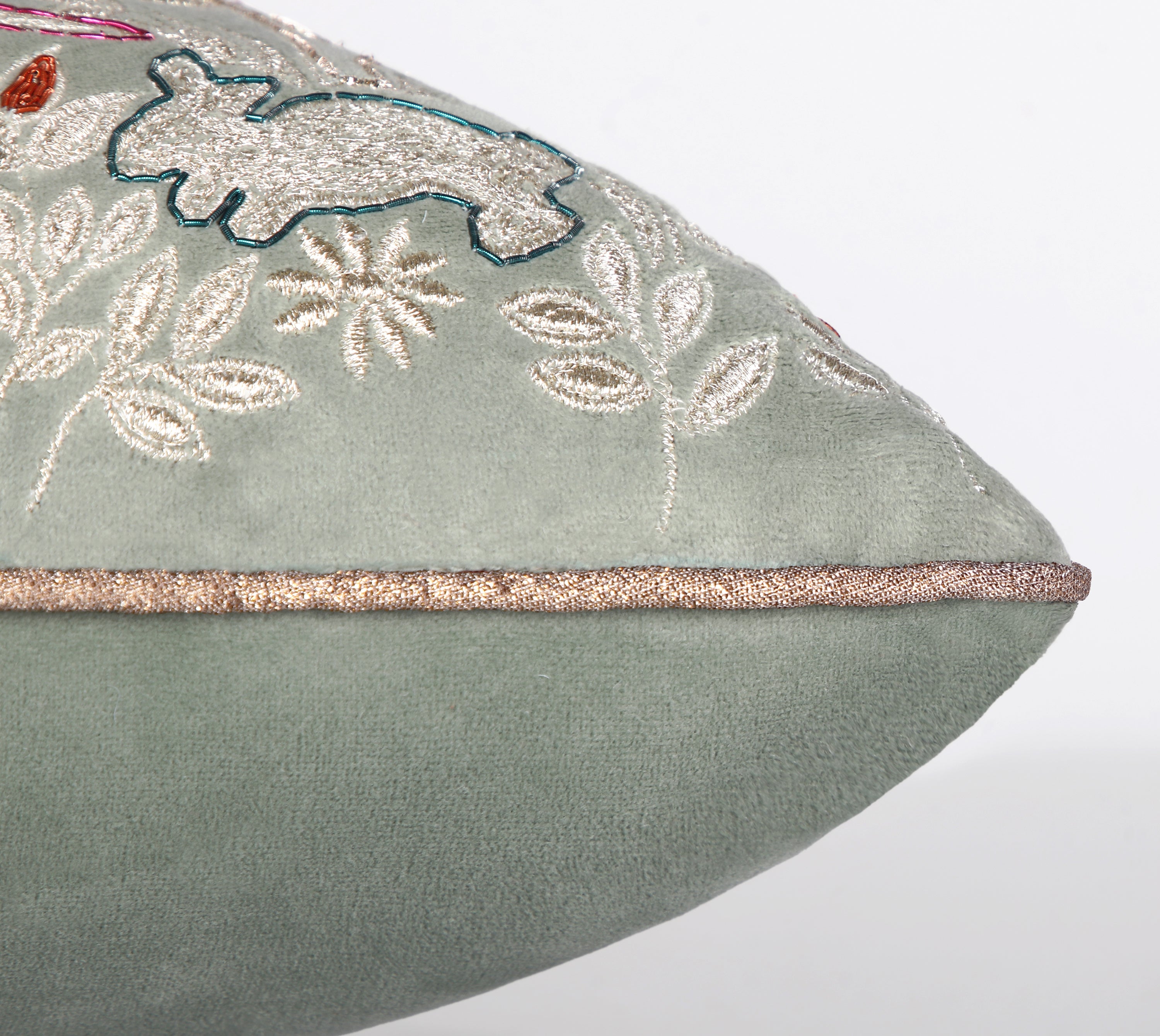 HERITAGE Sage Green Velvet Cushion Cover
