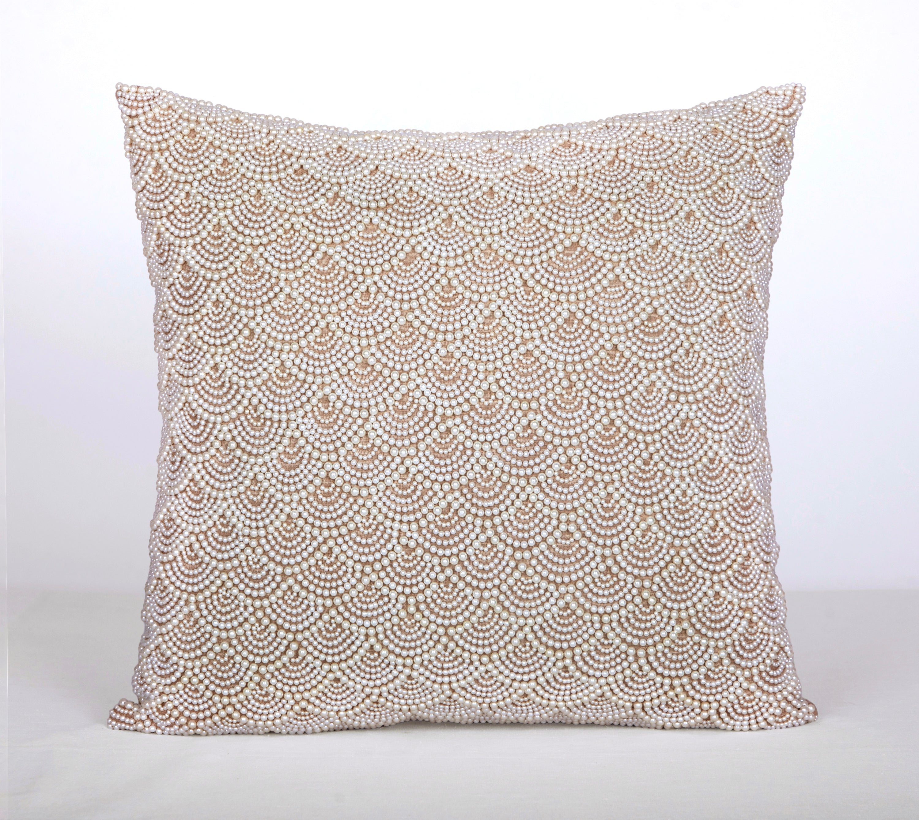 CAPIZ Light Brown and Off-white Pearl Cushion Cover