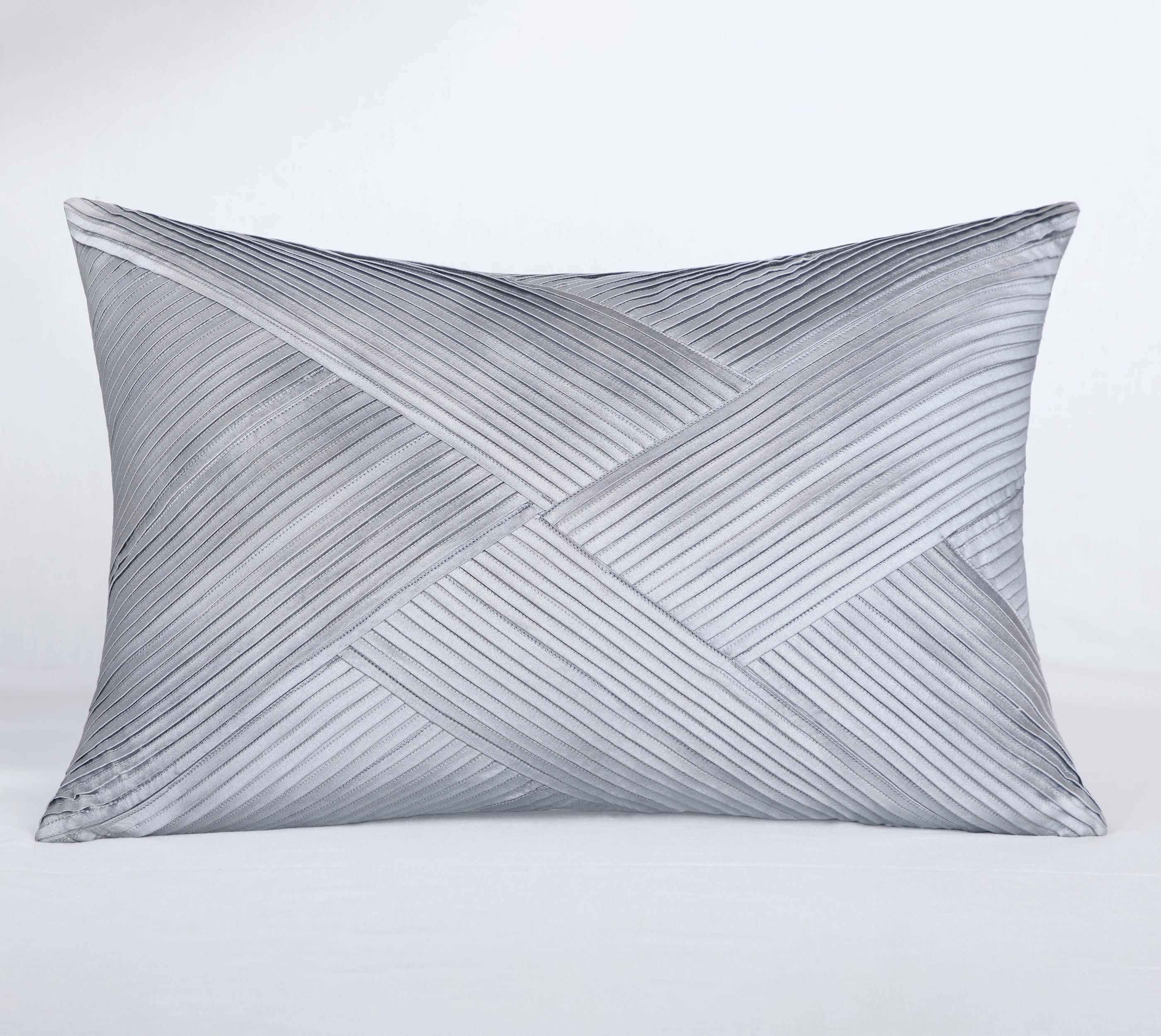 MELANGE Silver Grey Pleated Cushion Cover