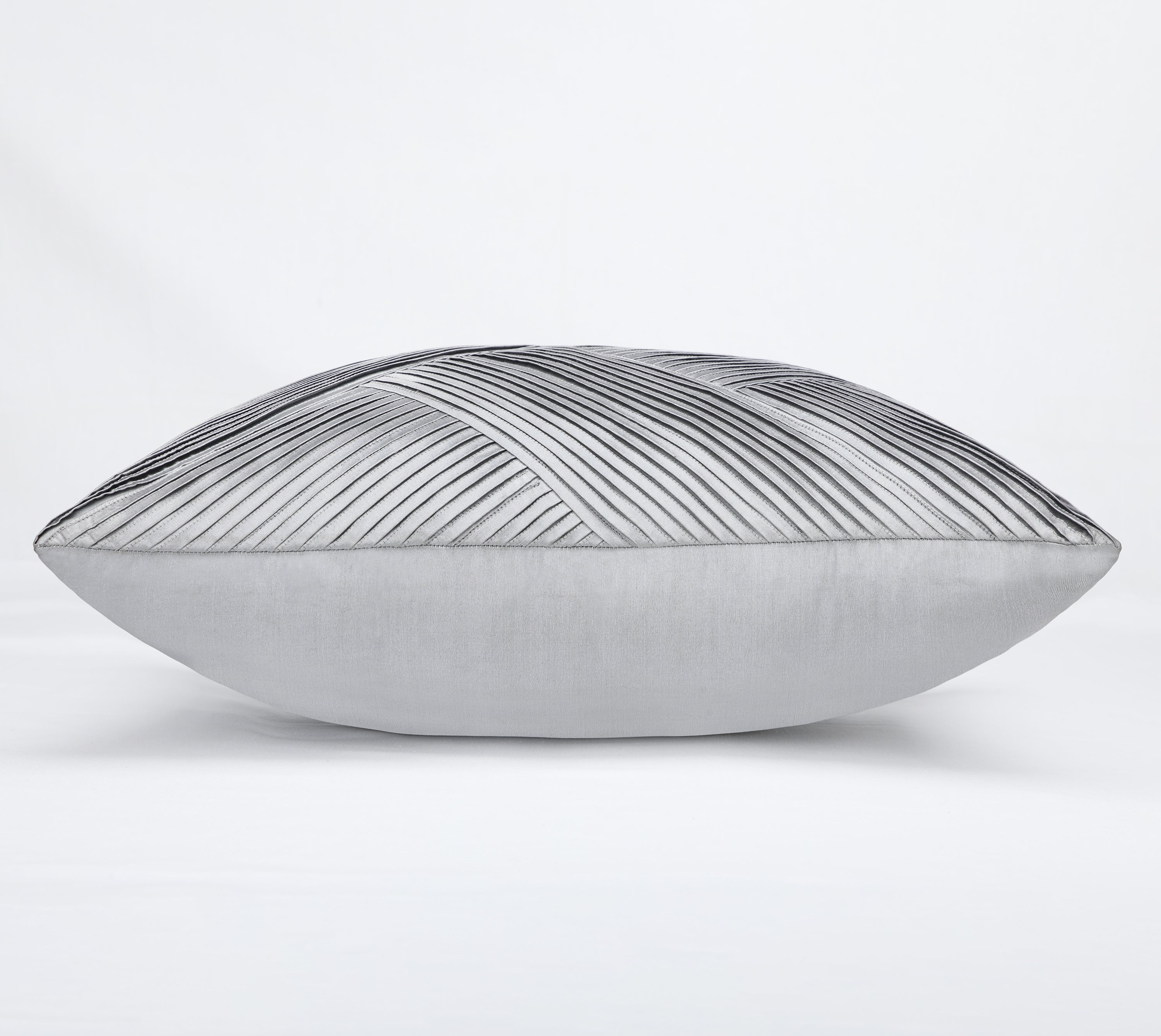 MELANGE Silver Grey Pleated Cushion Cover