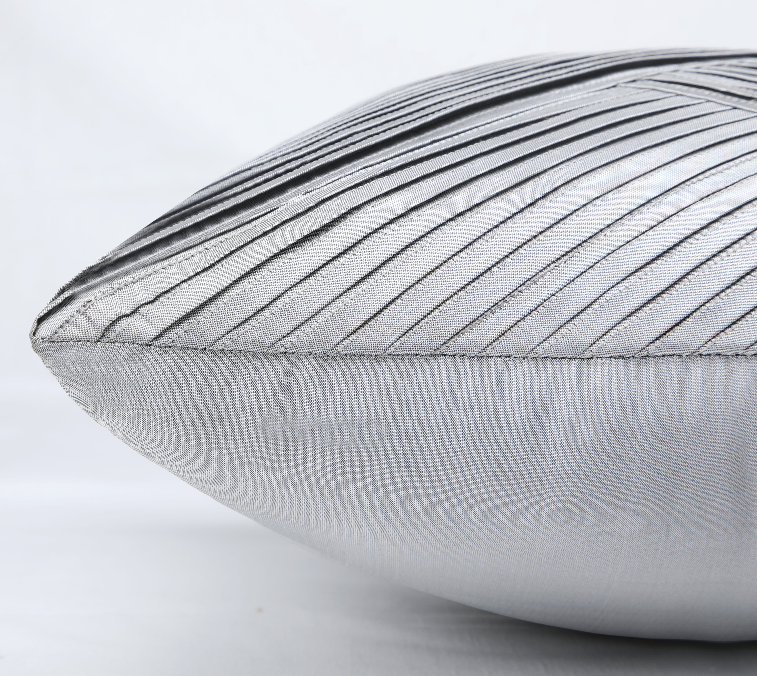 MELANGE Silver Grey Pleated Cushion Cover