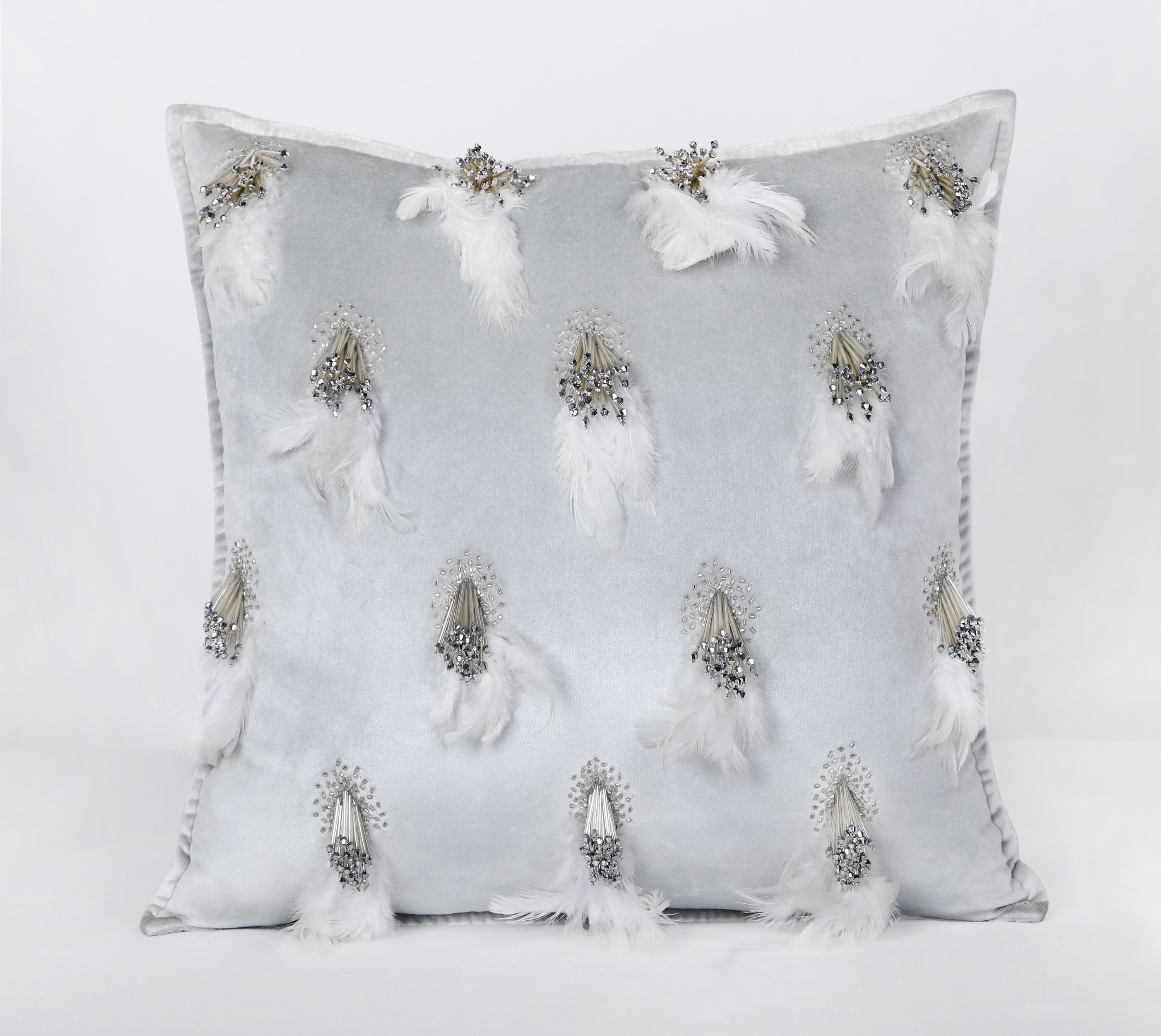 XENIA Silver Velvet Cushion Cover