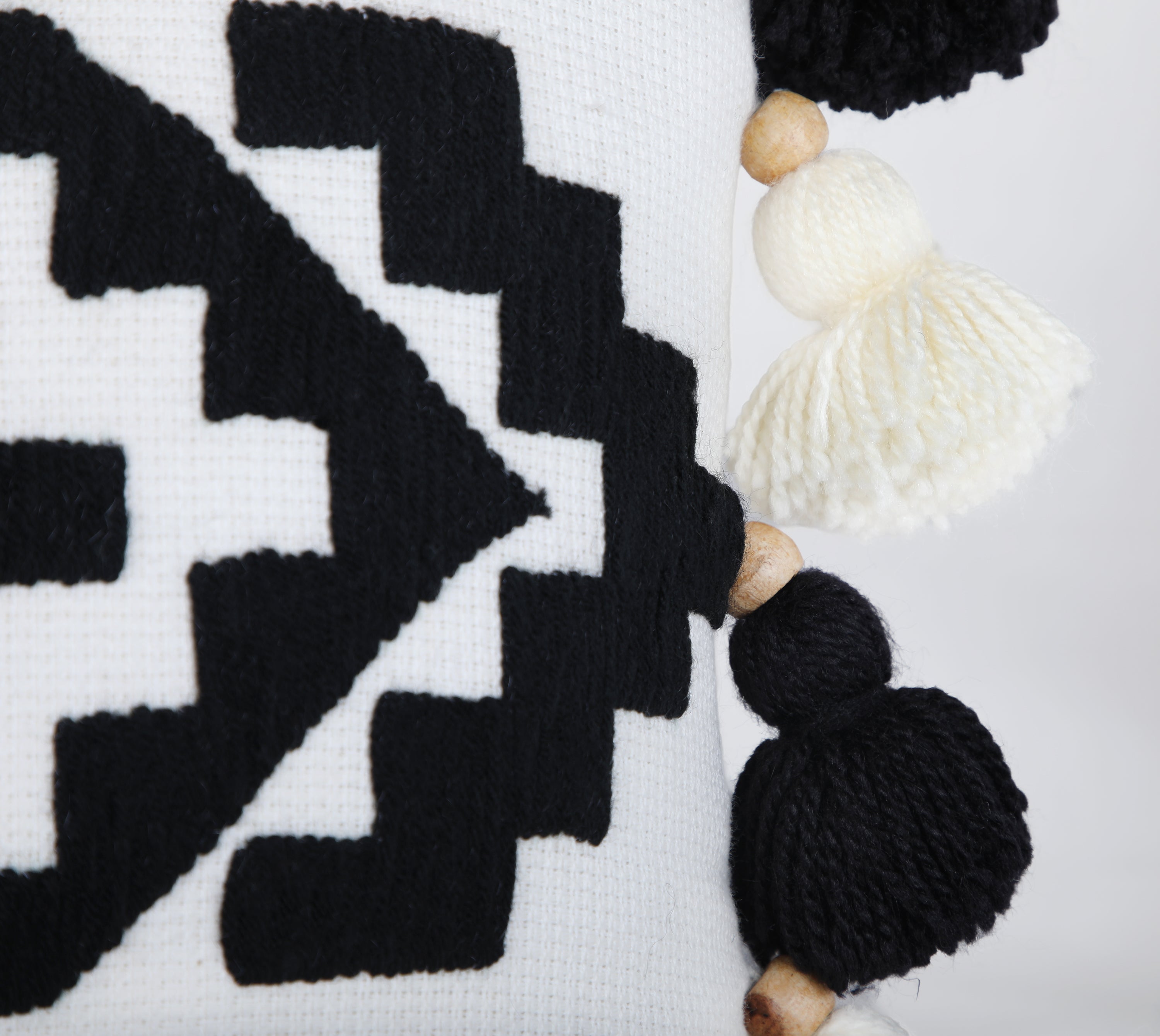 NAVAJO Off white Black Cotton Cushion Cover